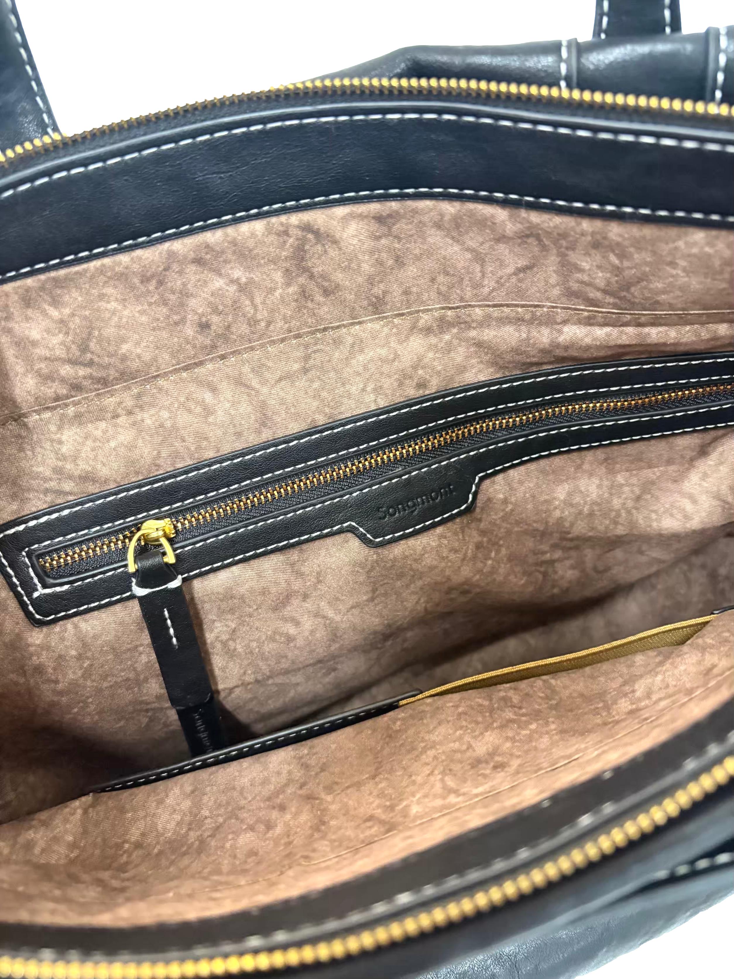 Black Leather Medium Yore Duffle Bag