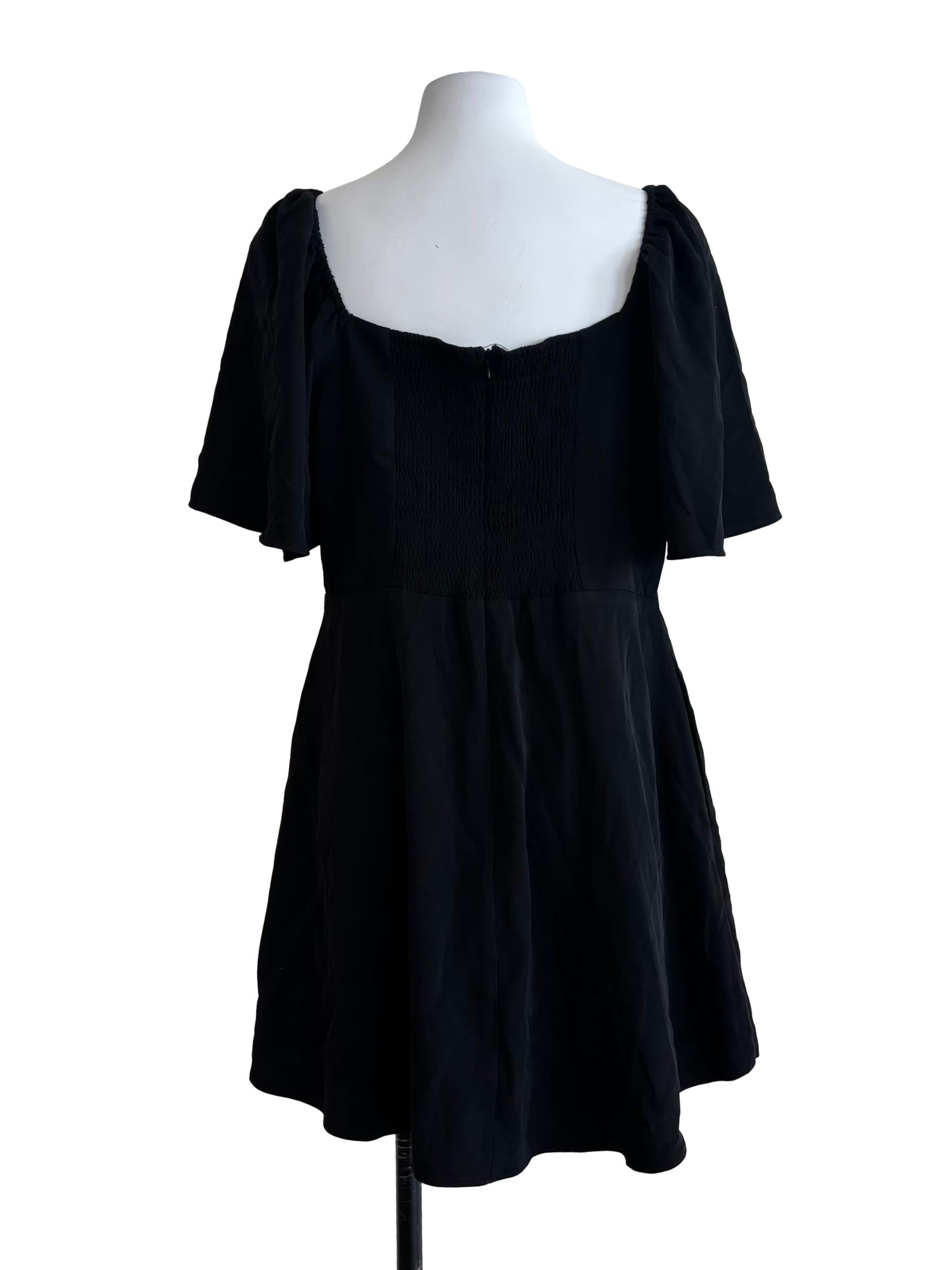 Jet Black Butterfly Sleeve Mini Dress
