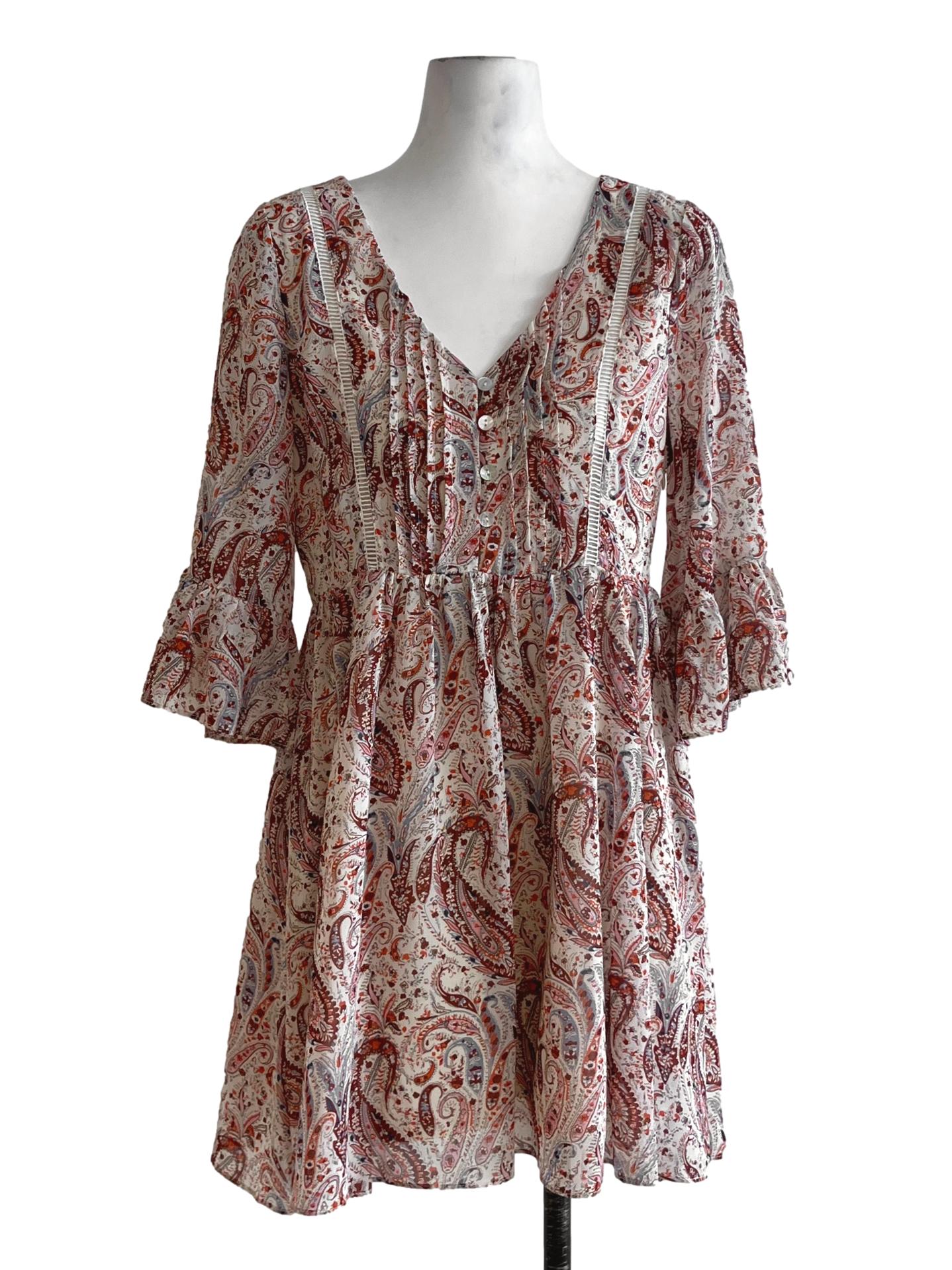Beige Abstract Empire Dress