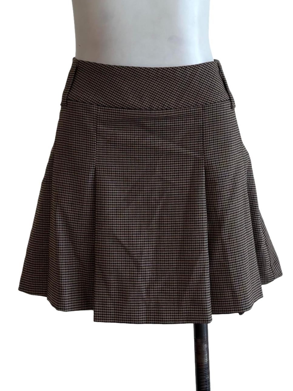 Buff Brown Plaid Mini Skirt