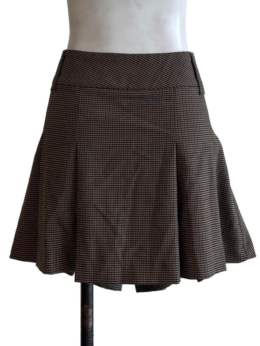 Buff Brown Plaid Mini Skirt