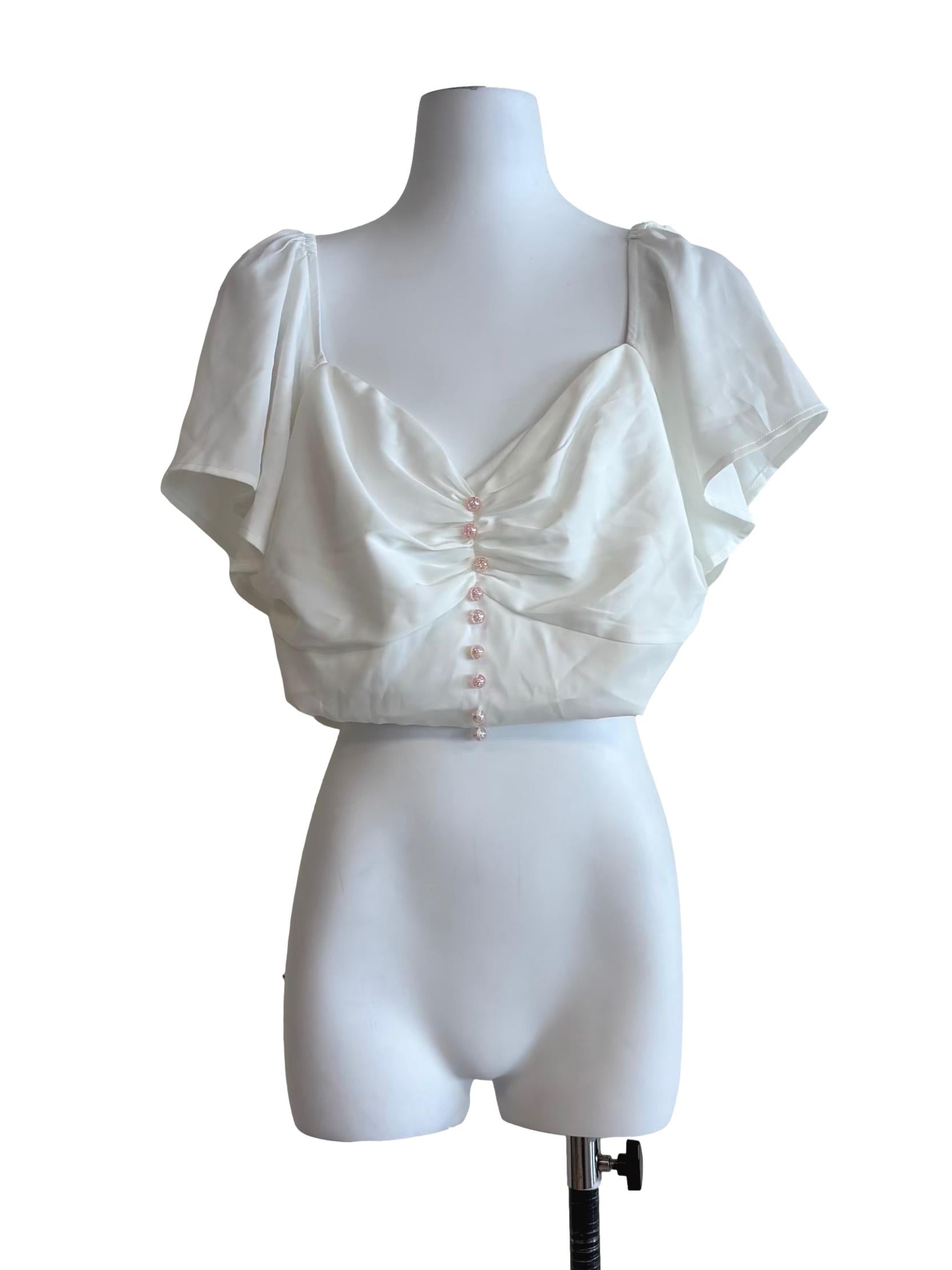Powder White Sweetheart Crop Top