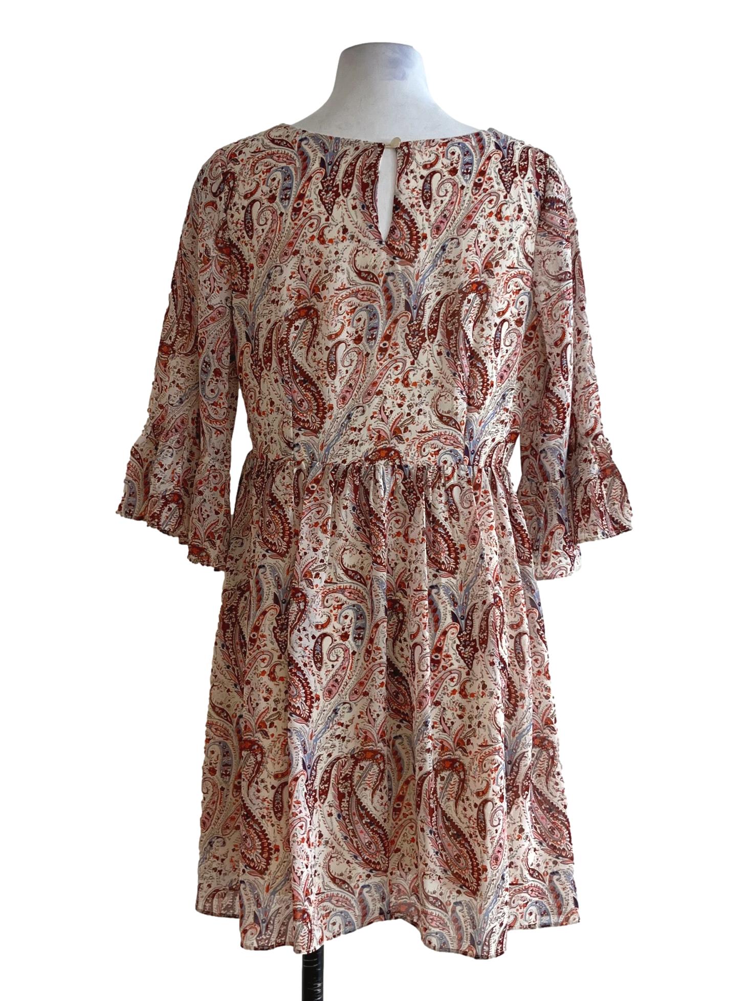 Beige Abstract Empire Dress