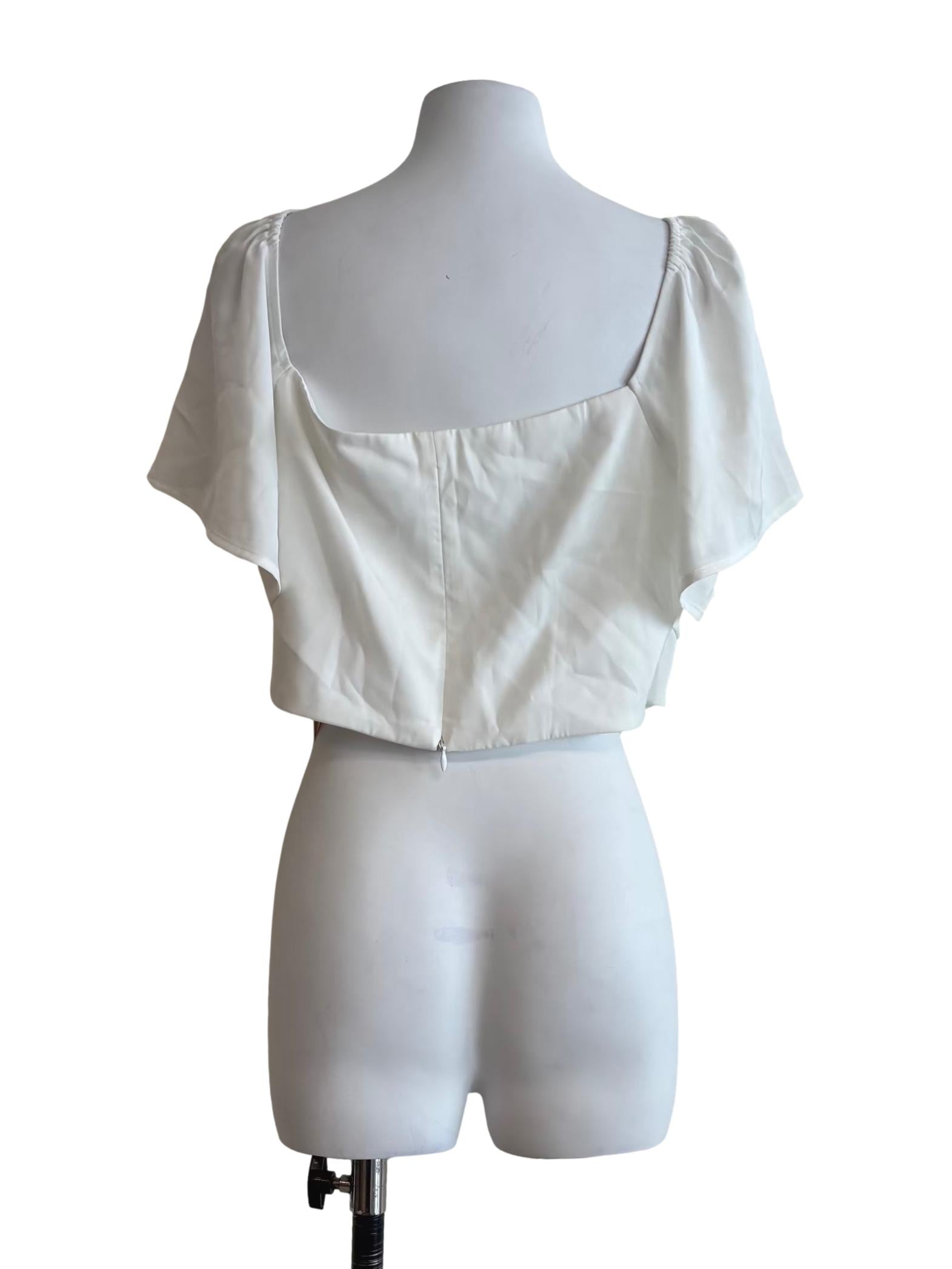 Powder White Sweetheart Crop Top