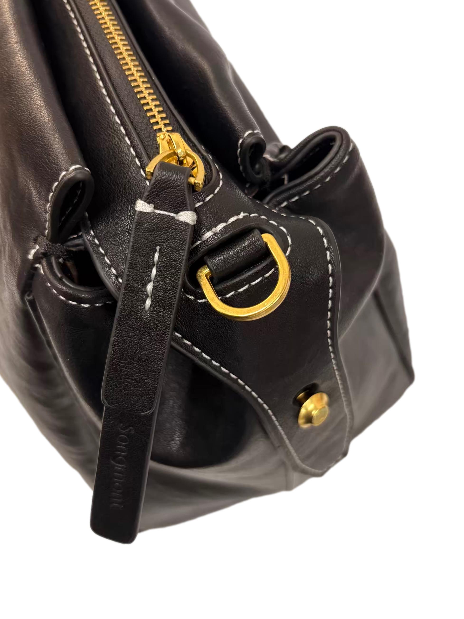 Black Leather Medium Yore Duffle Bag