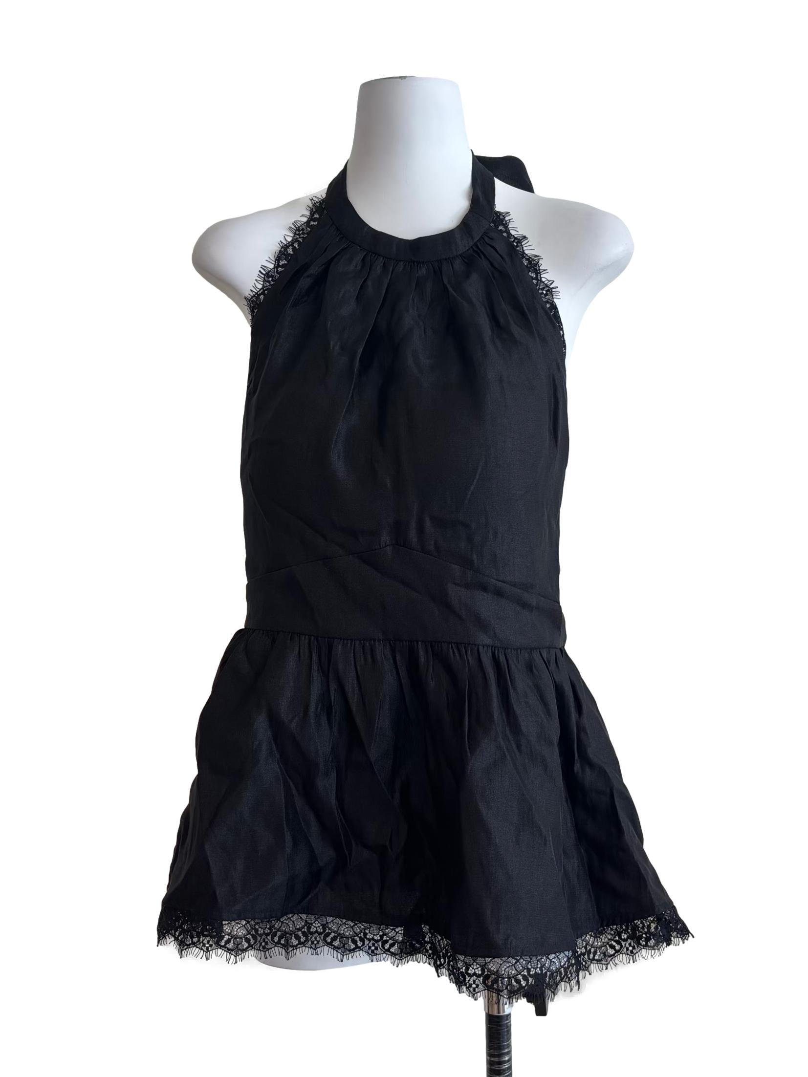 Jet Black Halter Peplum Top