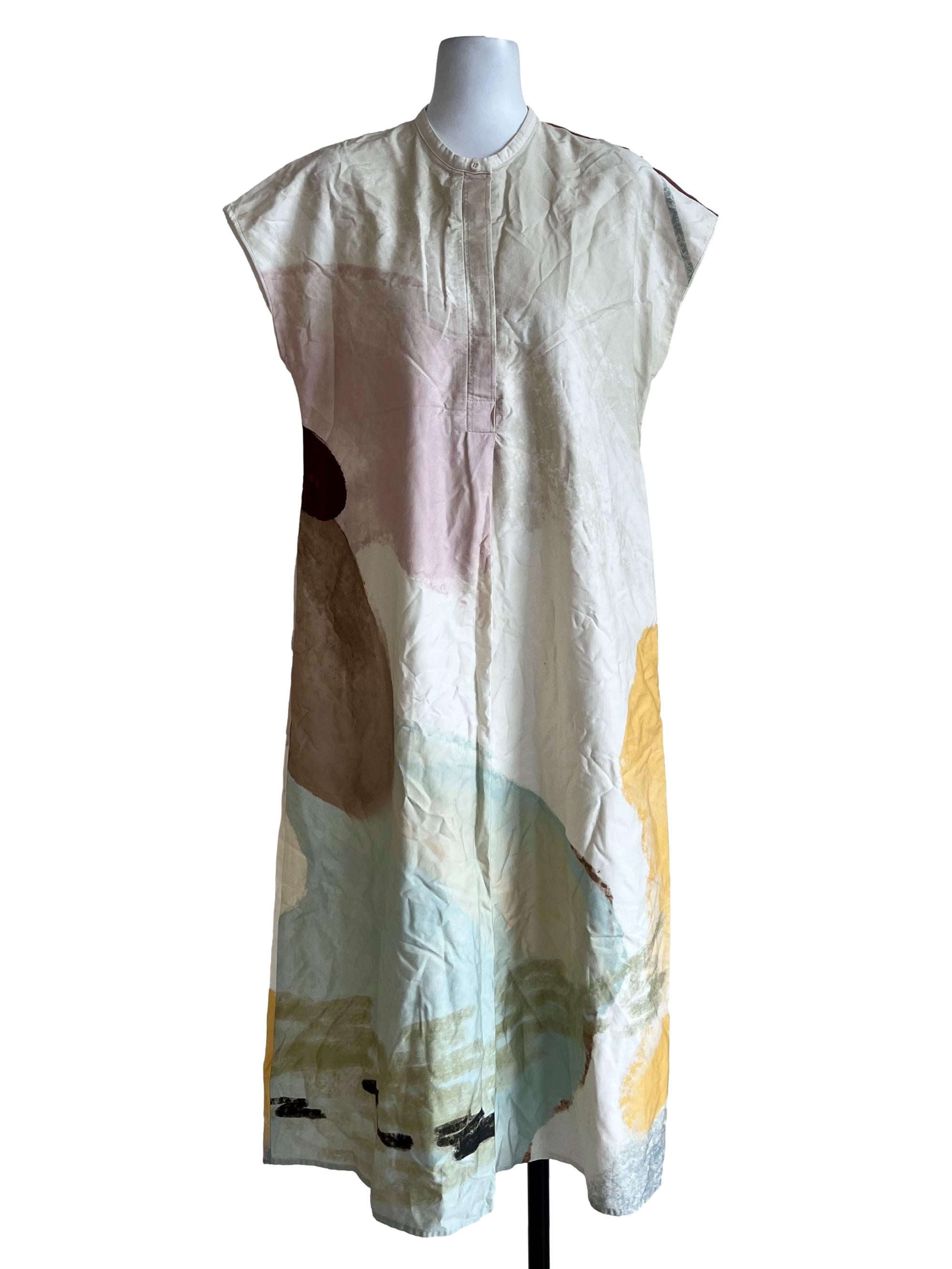 Cream Colourful Round Neck Dress