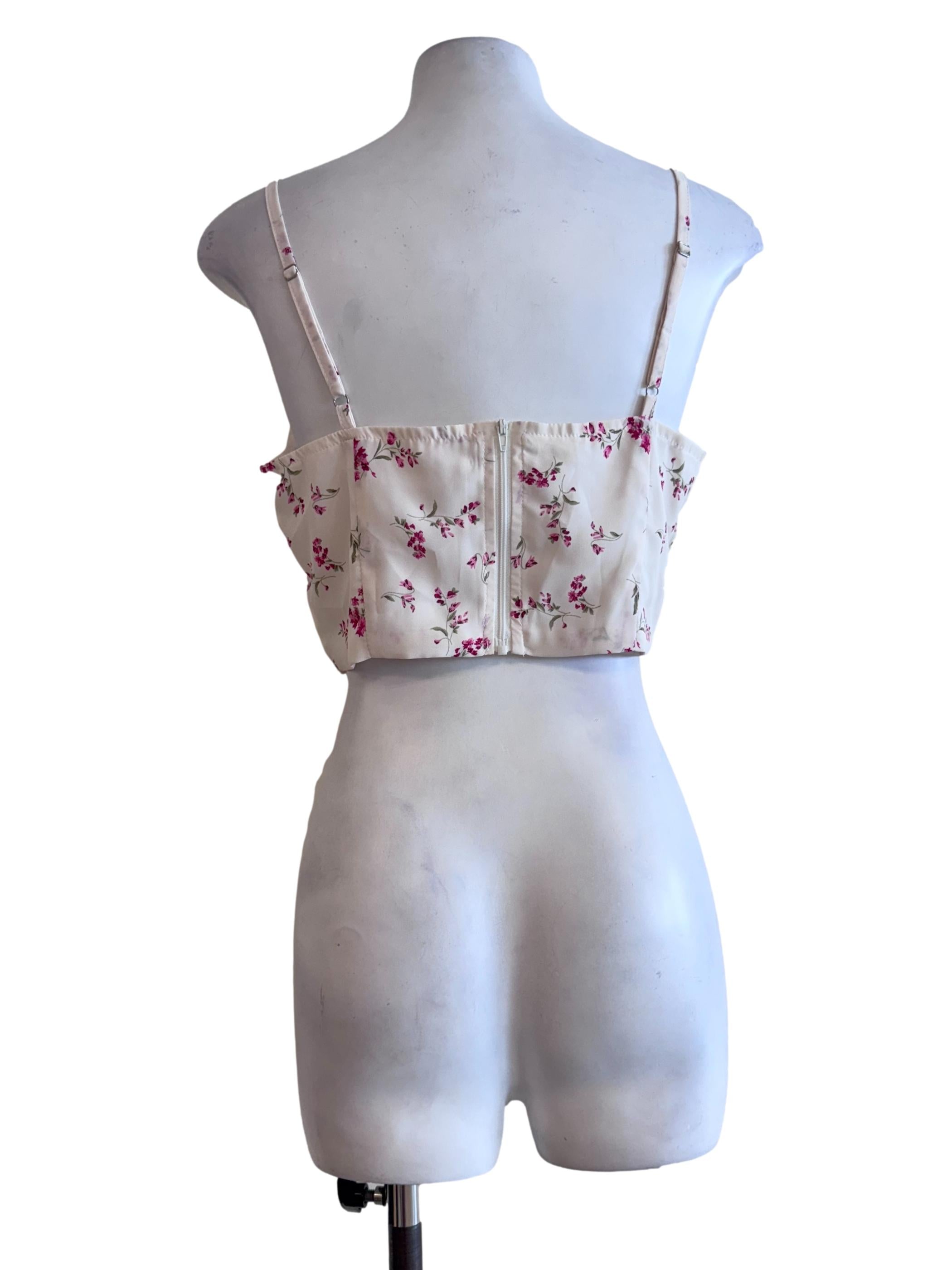 Cream White Floral Sleeveless Top