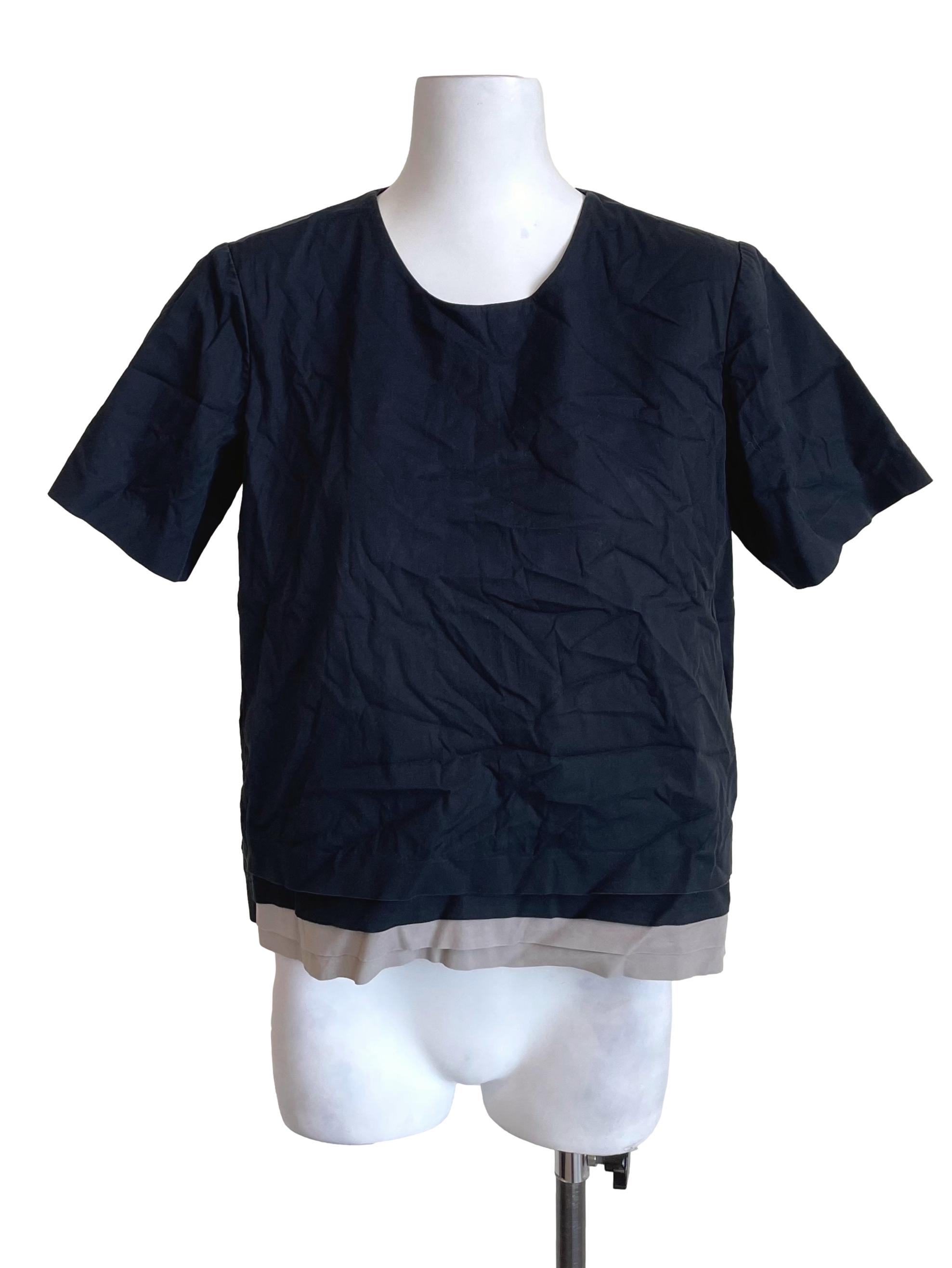 Denim Layered Hem Boxy Top