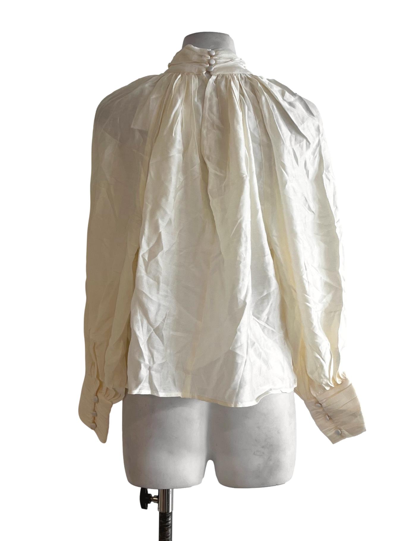 Cream White Turtleneck Blouse