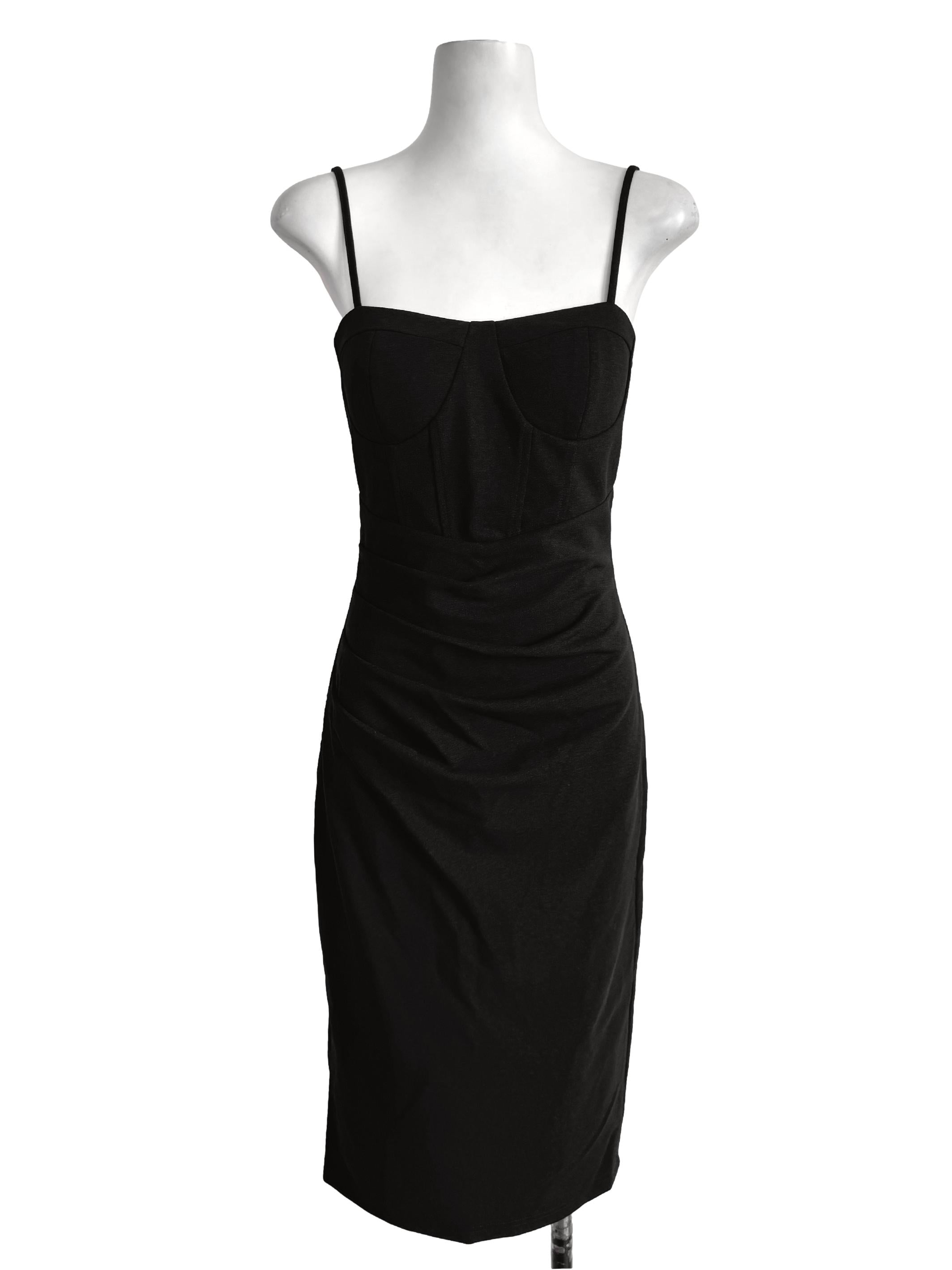 Black Padded Sleeveless Dress
