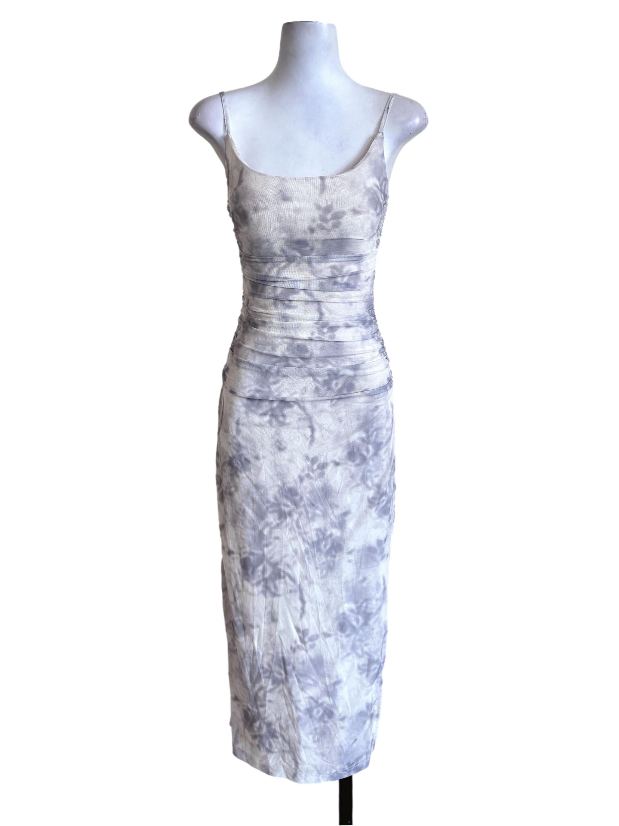 Grey Print Mesh Dress