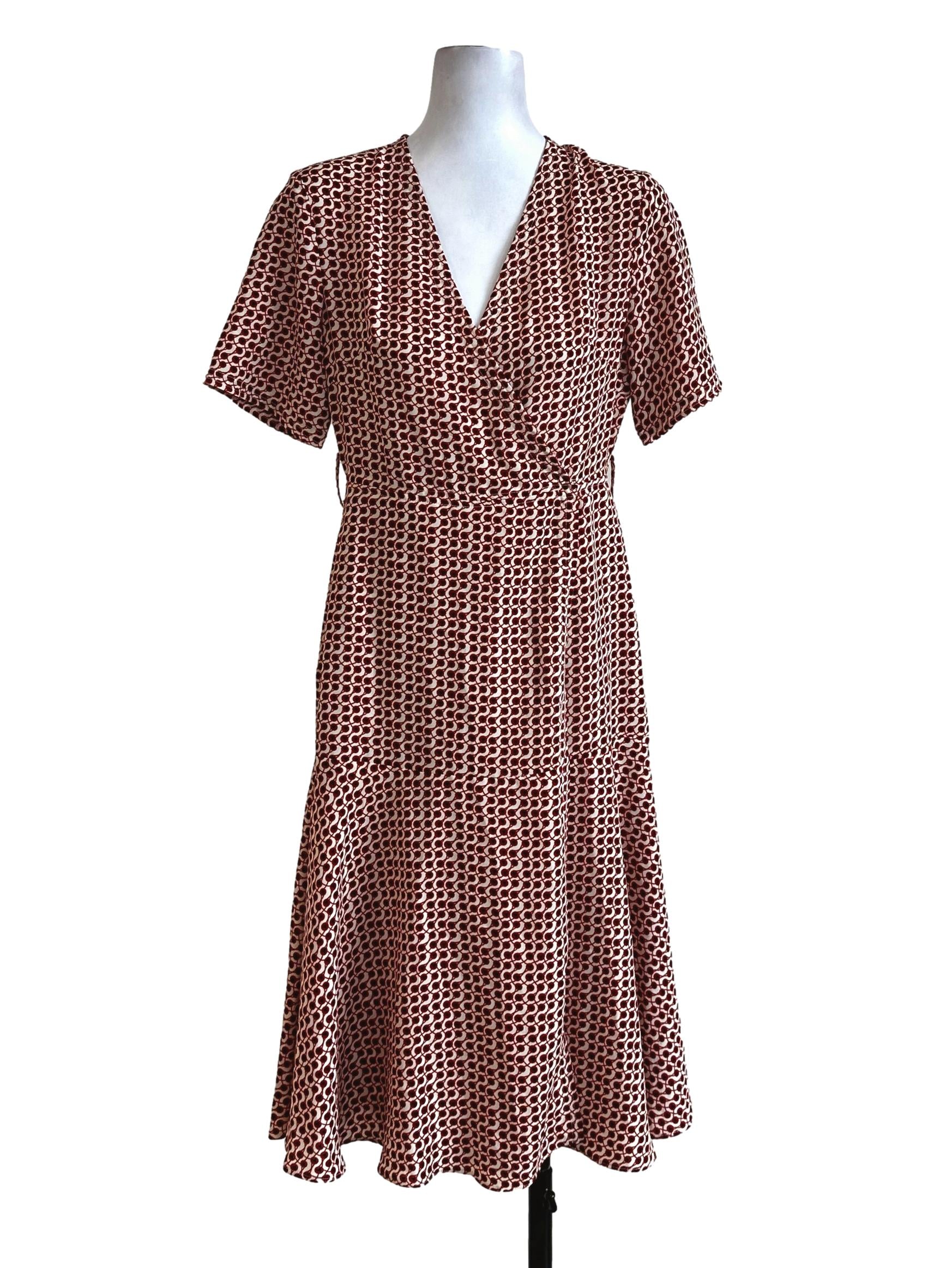 Red Printed Pattern Midi Dress LB