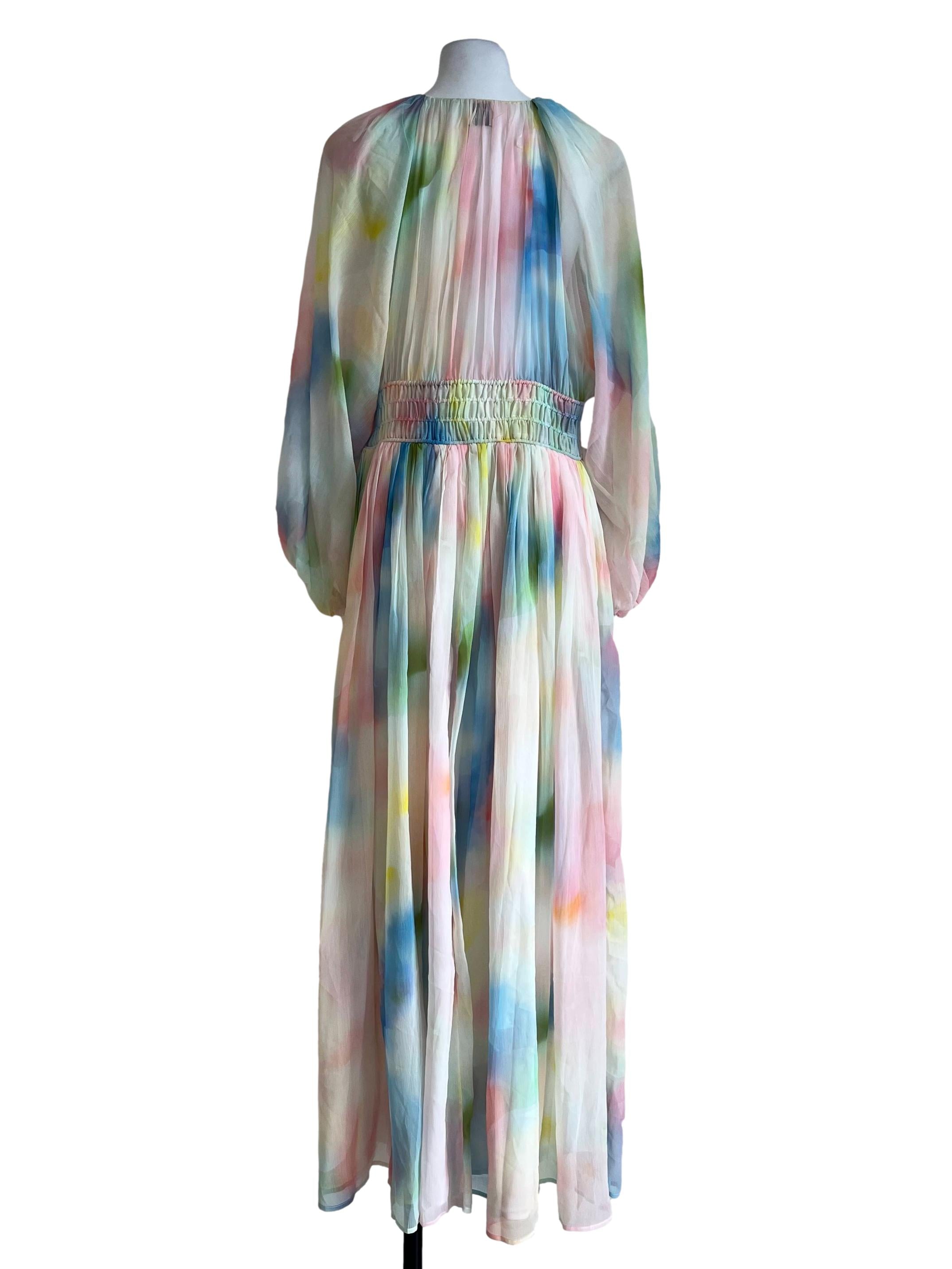 Pink Colourful Long Sleeves Dress