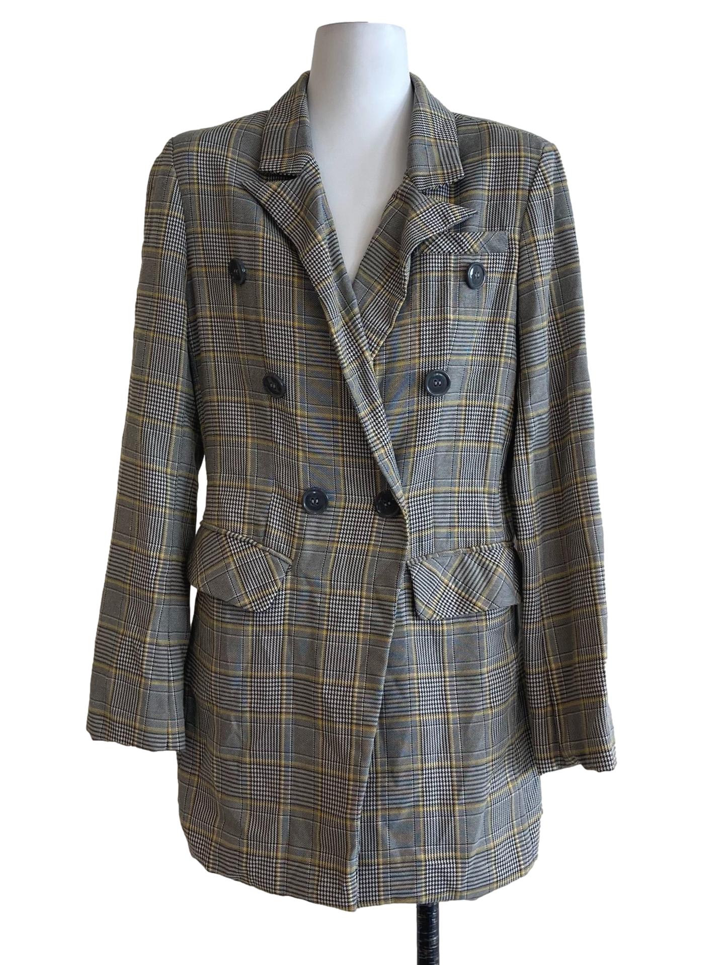 Black Tartan Double Breasted Blazer