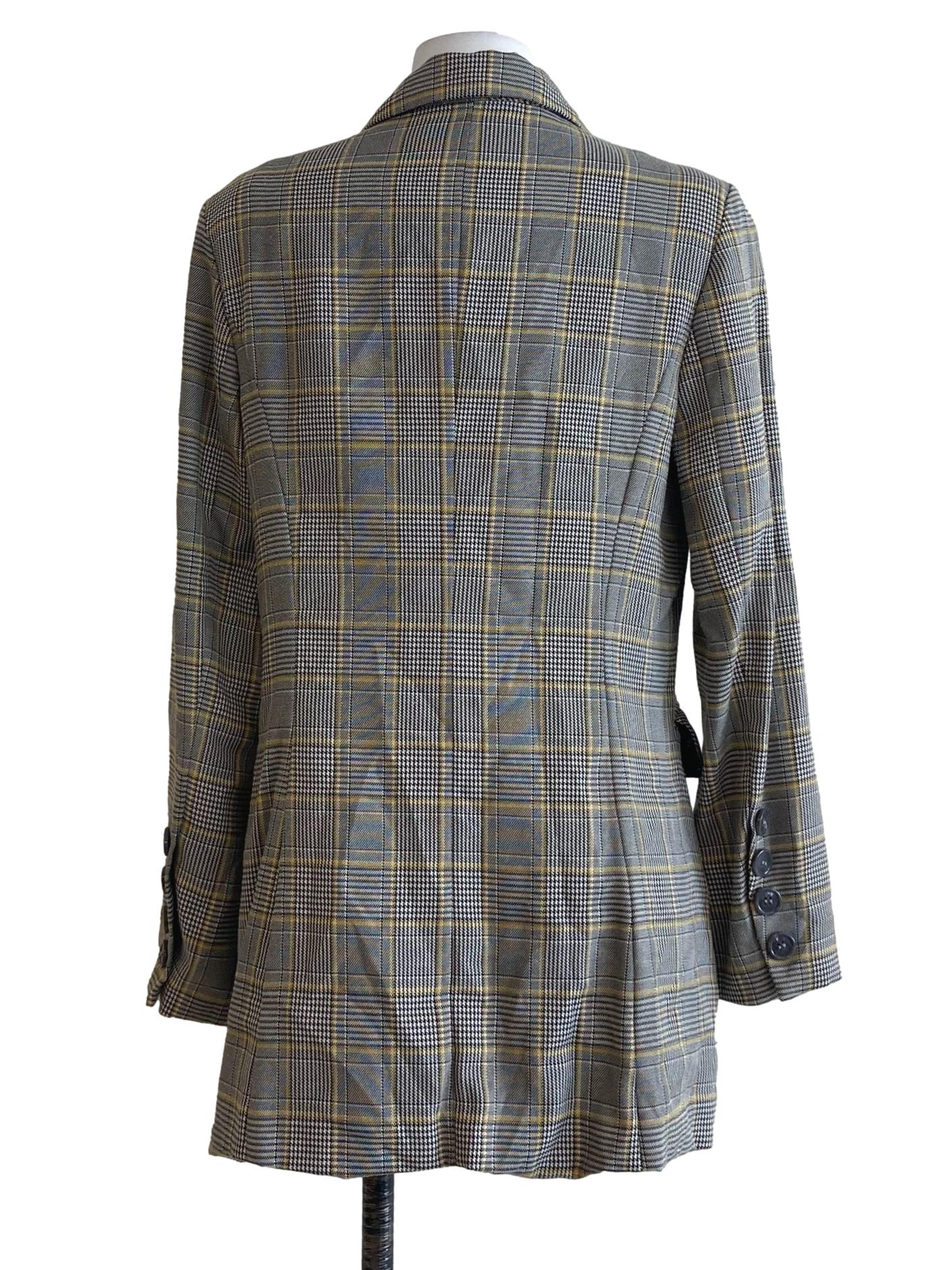 Black Tartan Double Breasted Blazer