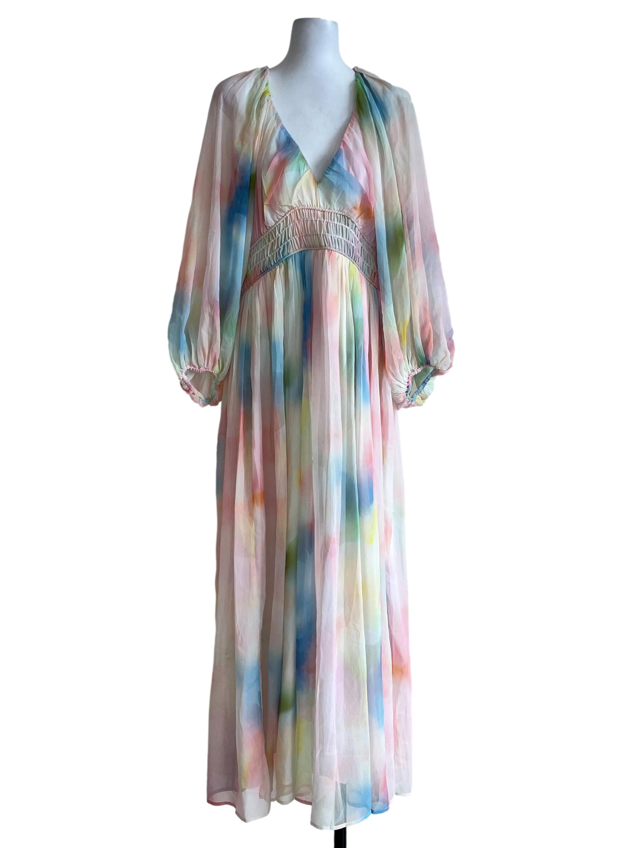 Pink Colourful Long Sleeves Dress