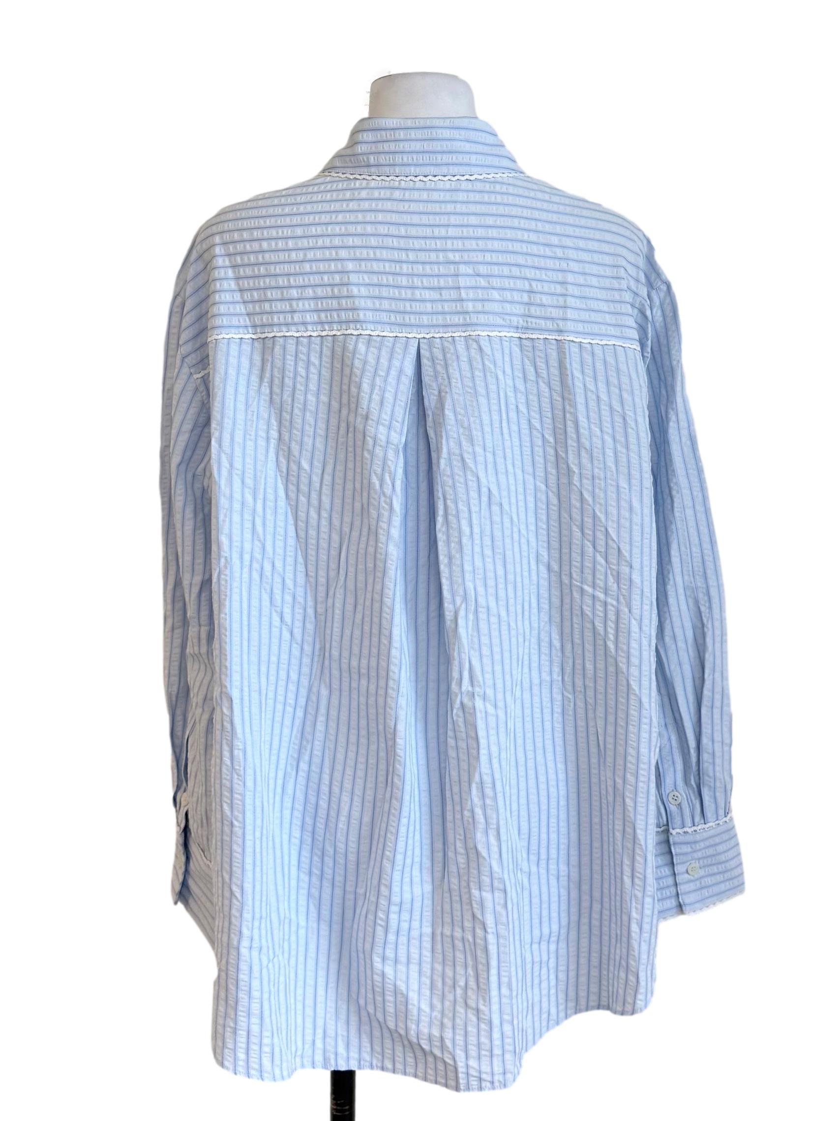 Baby Blue Lace Textured Oversized Shirt LB