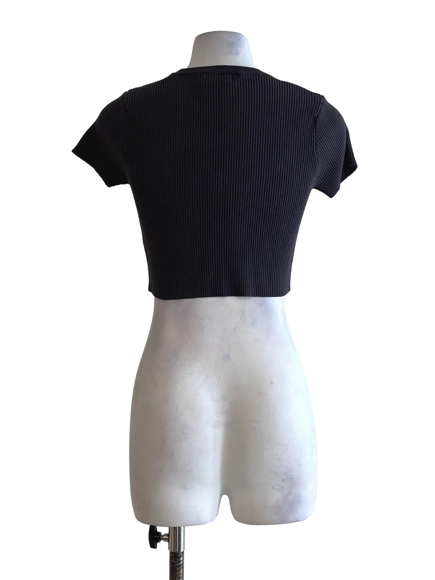 Grey Jewel Neckline Cropped Blouse