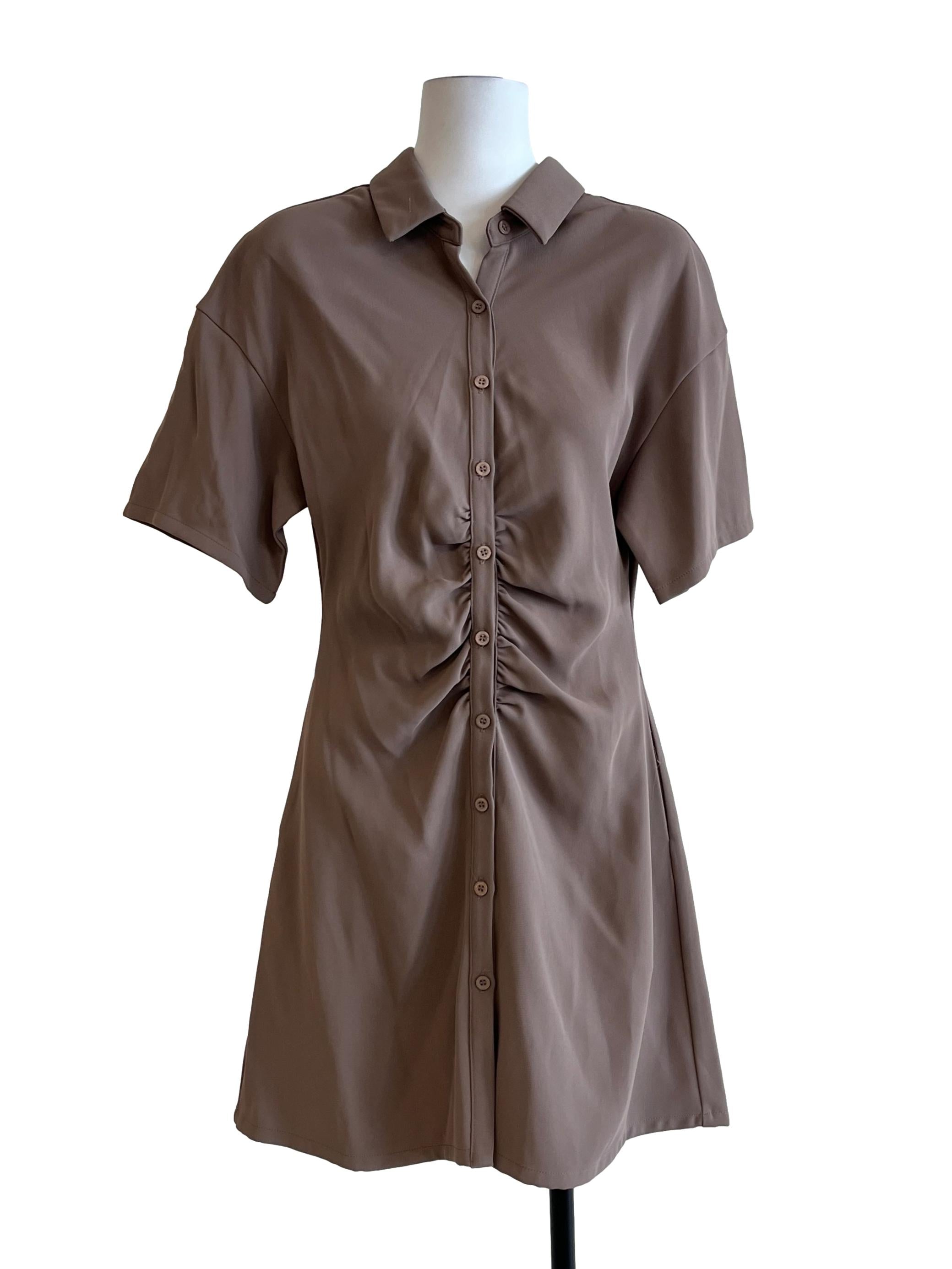 Coffee Brown Shirt Dress