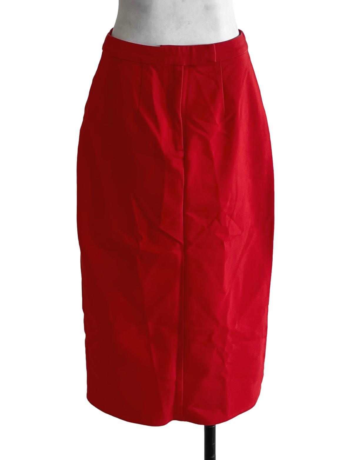 Candy Red Plain Pencil Skirt LB