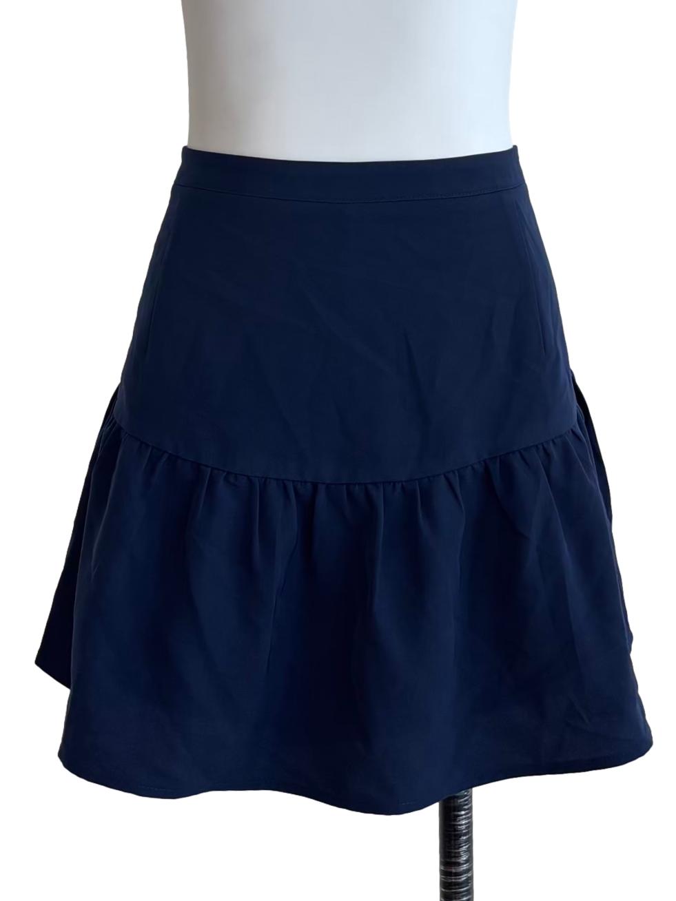 Navy Blue Ruffle Mini Skirt