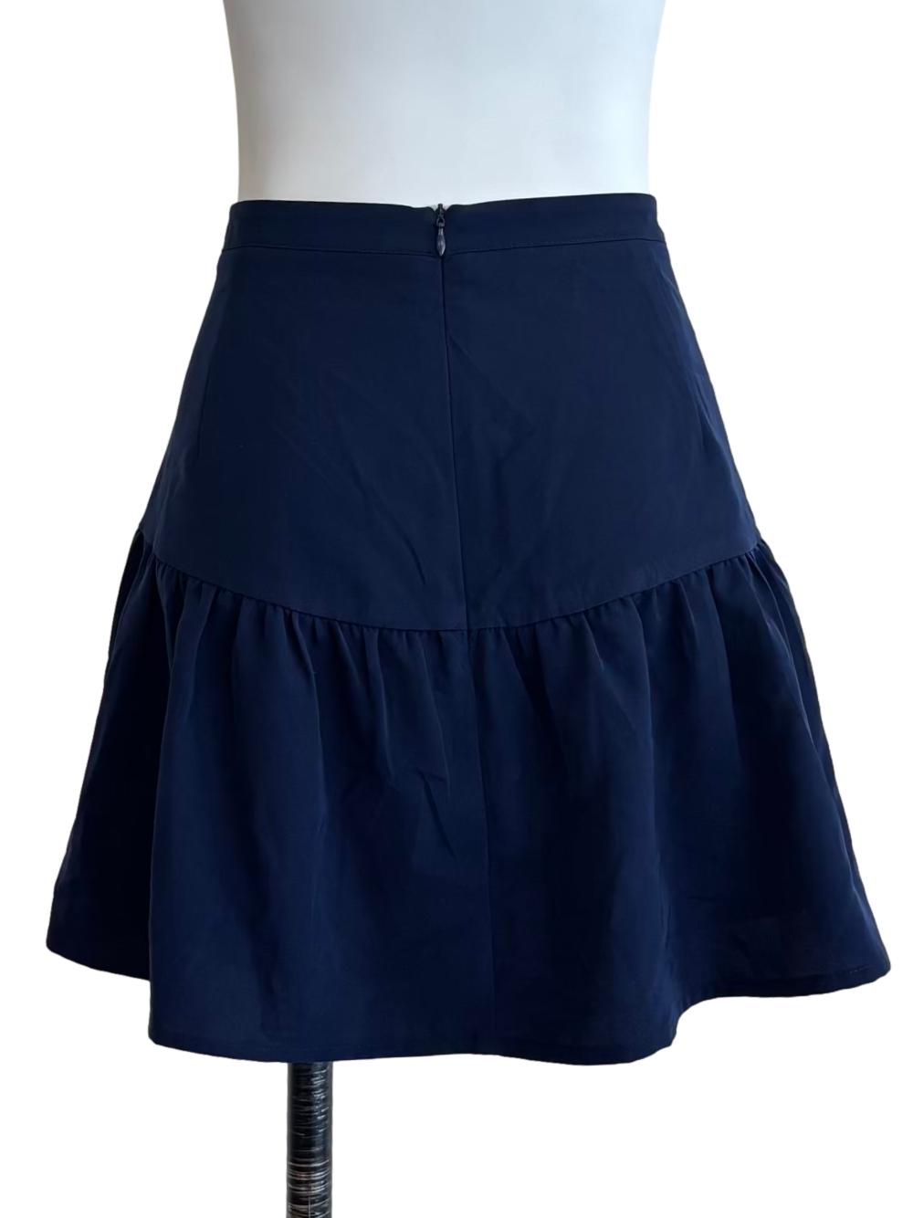 Navy Blue Ruffle Mini Skirt