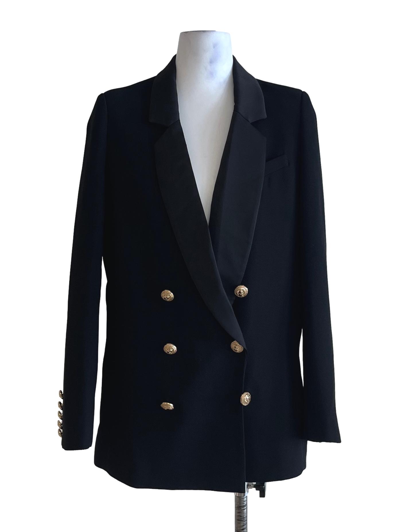 Black Notched Neckline Single-Breasted Blazer
