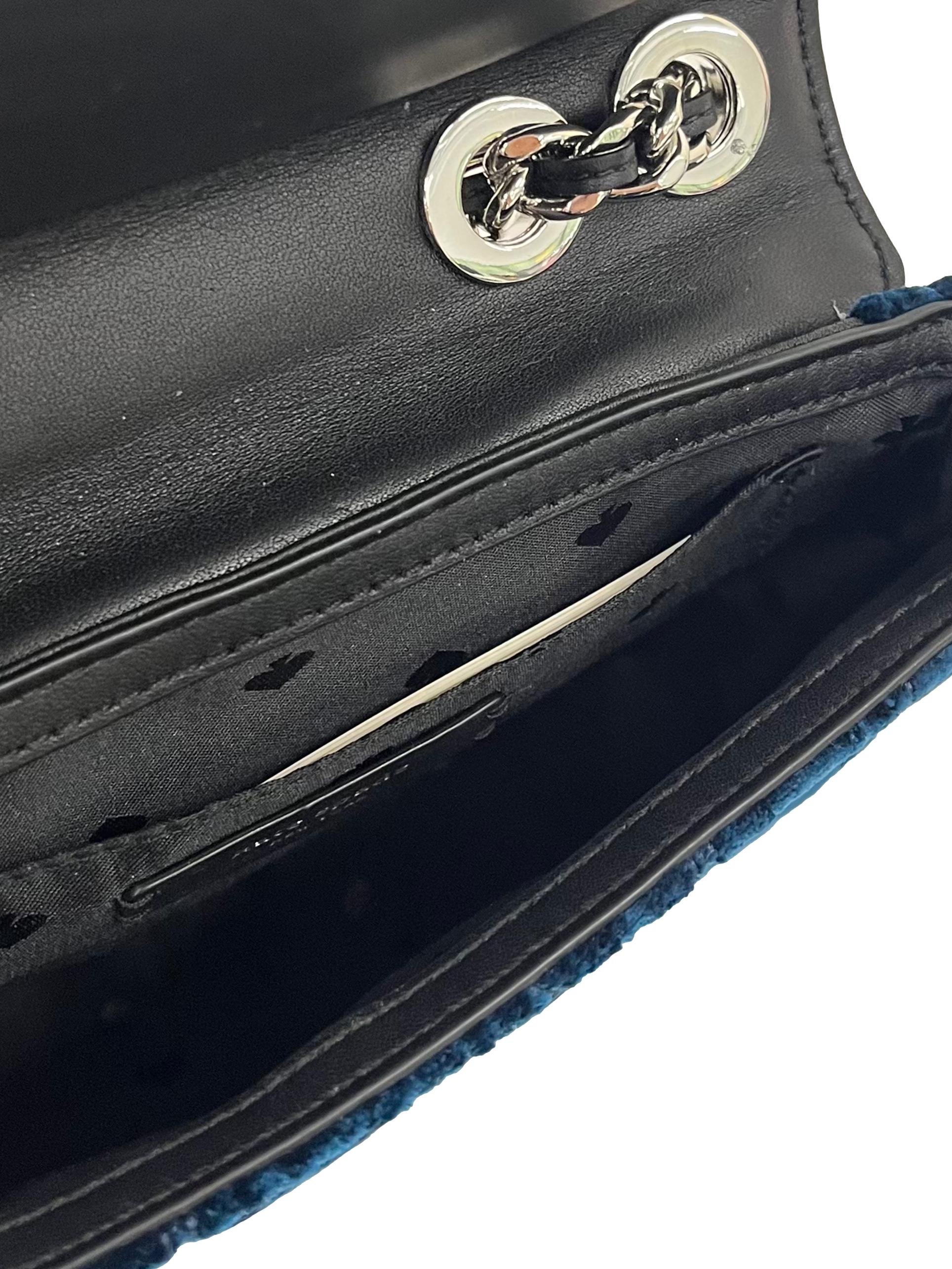 Dark Teal Briar Lane Quilted Velvet Mini Emelyn Shoulder Bag