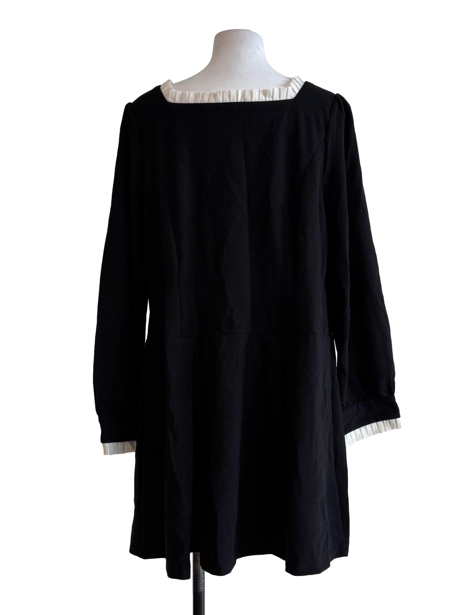 Black Gold Button Square Neck Dress