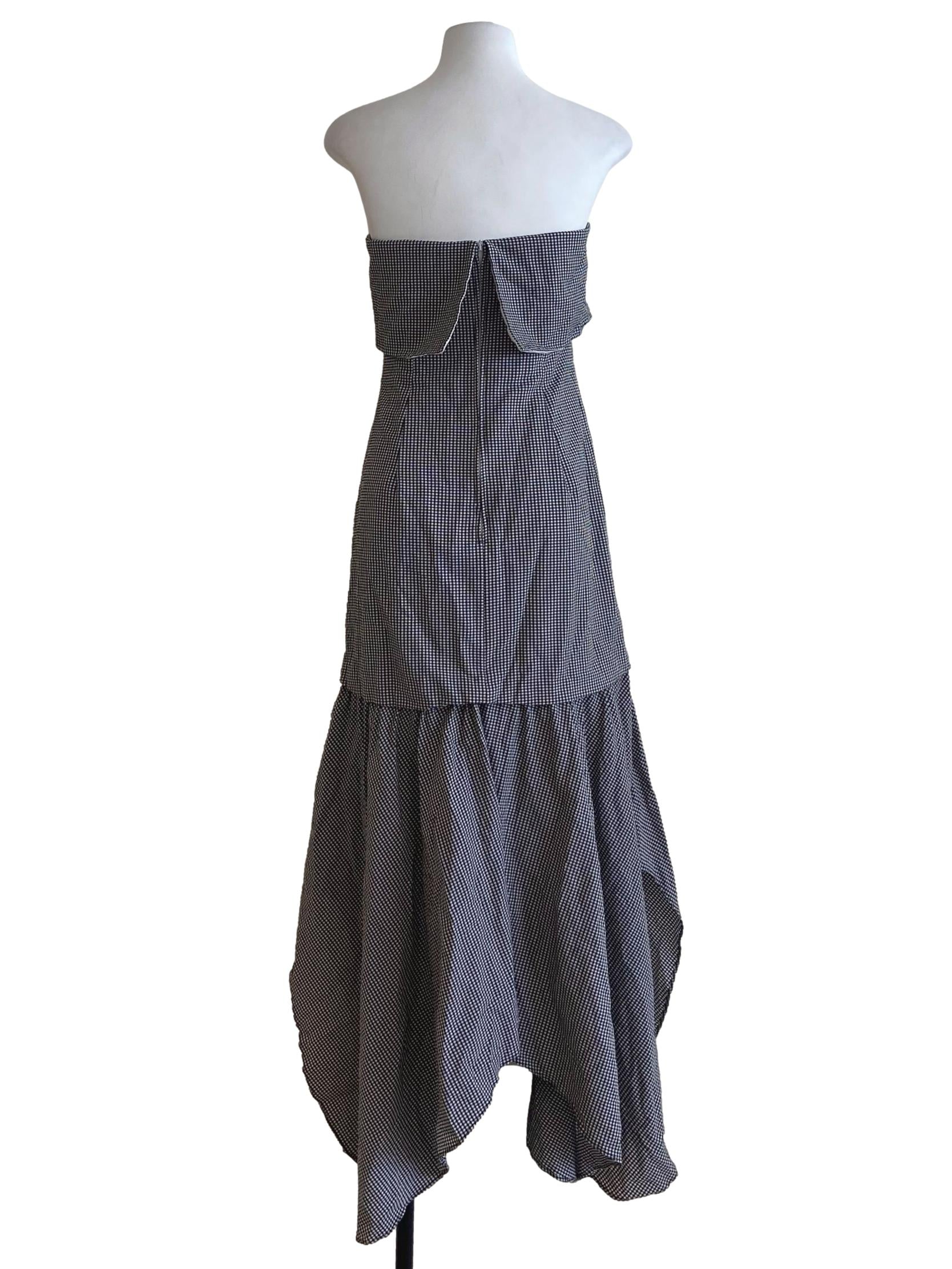 Black & White Plaid Strapless Empire Dress