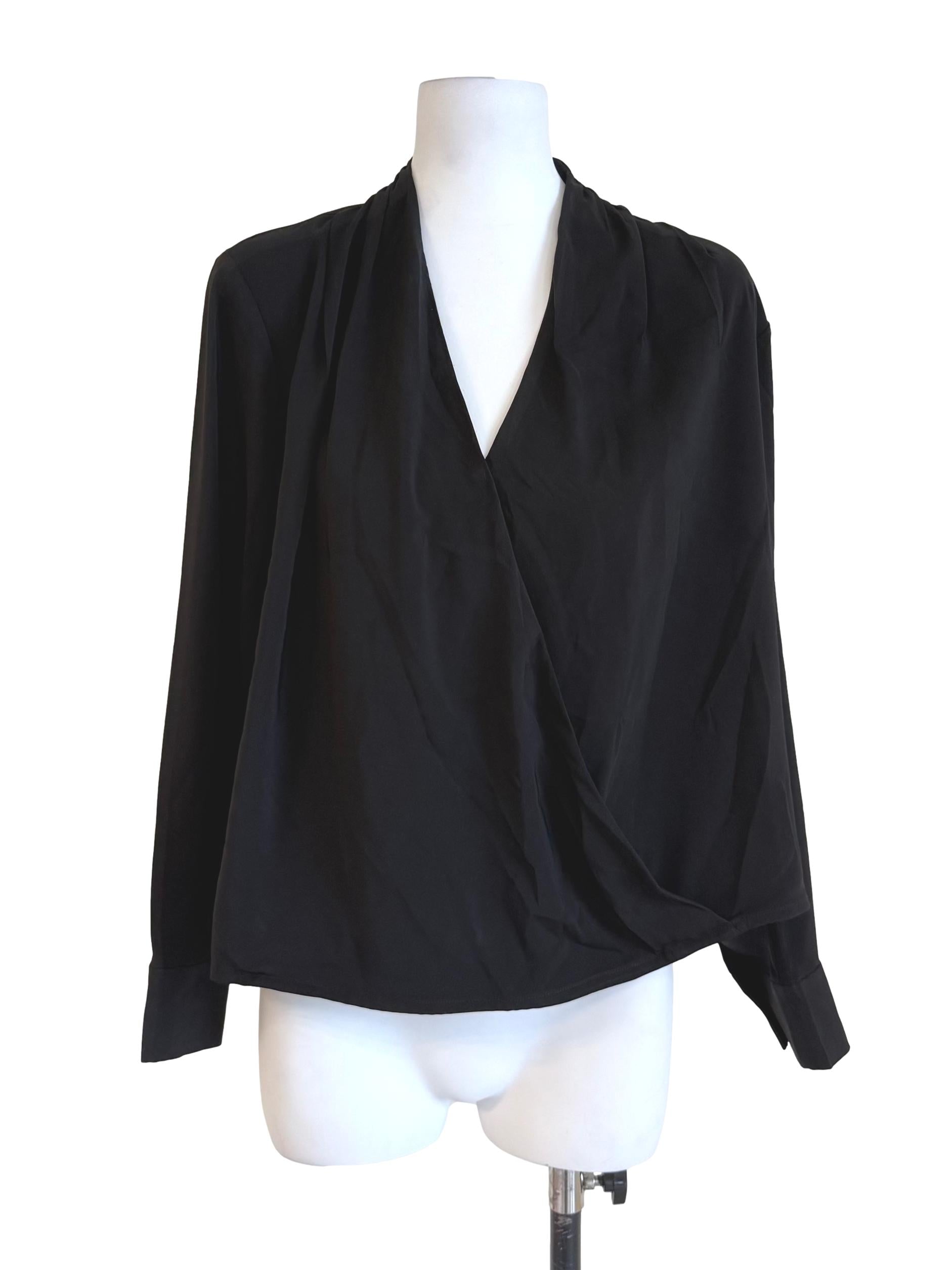 Black Slanted Wendy Wrap Top LB