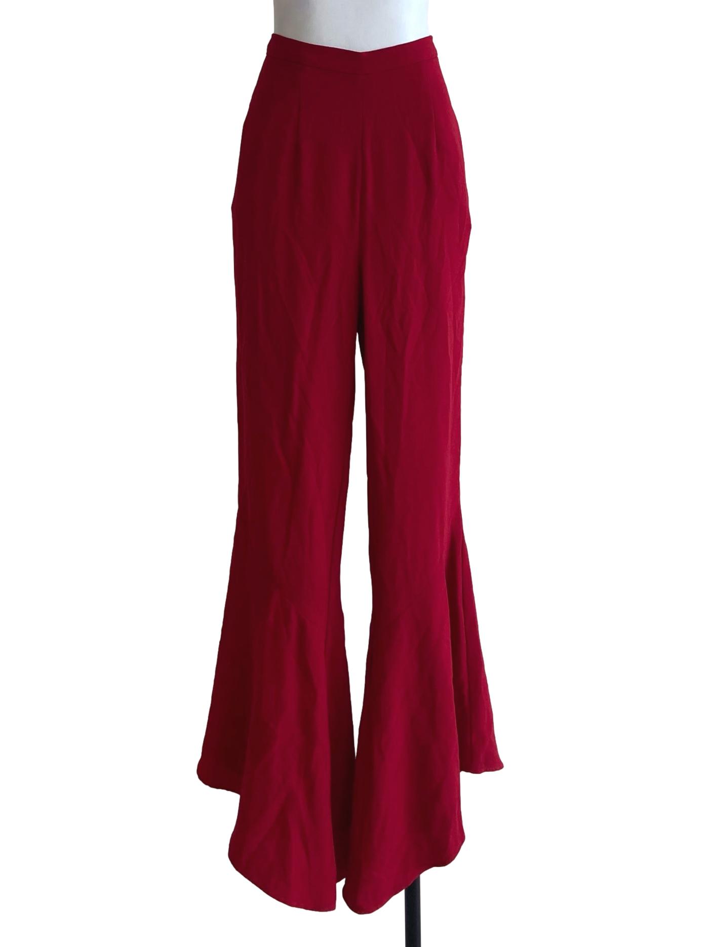 Rose Red Flared Highwaist Pants