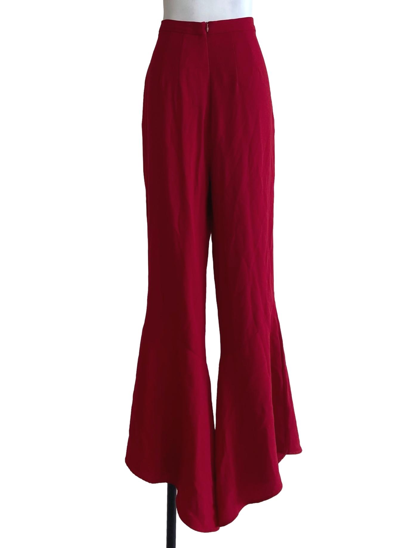 Rose Red Flared Highwaist Pants