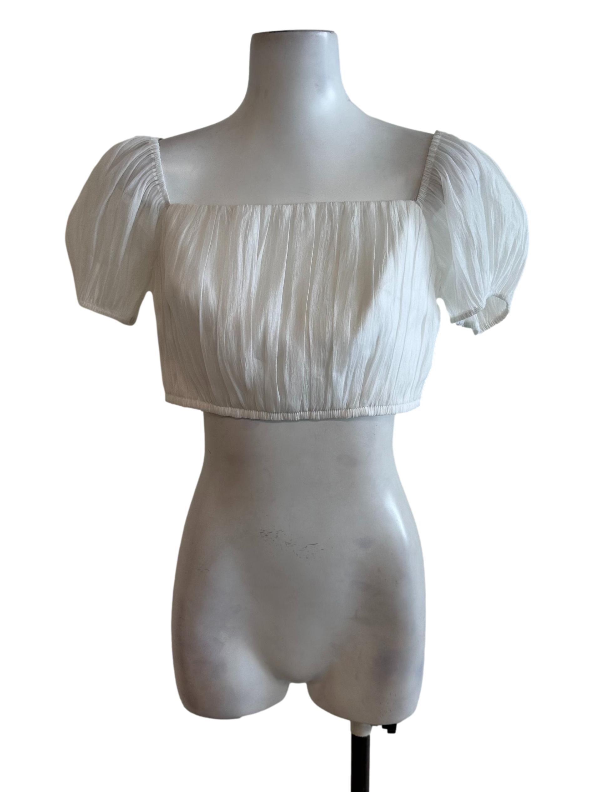 Ivory White Ruched Organza Top