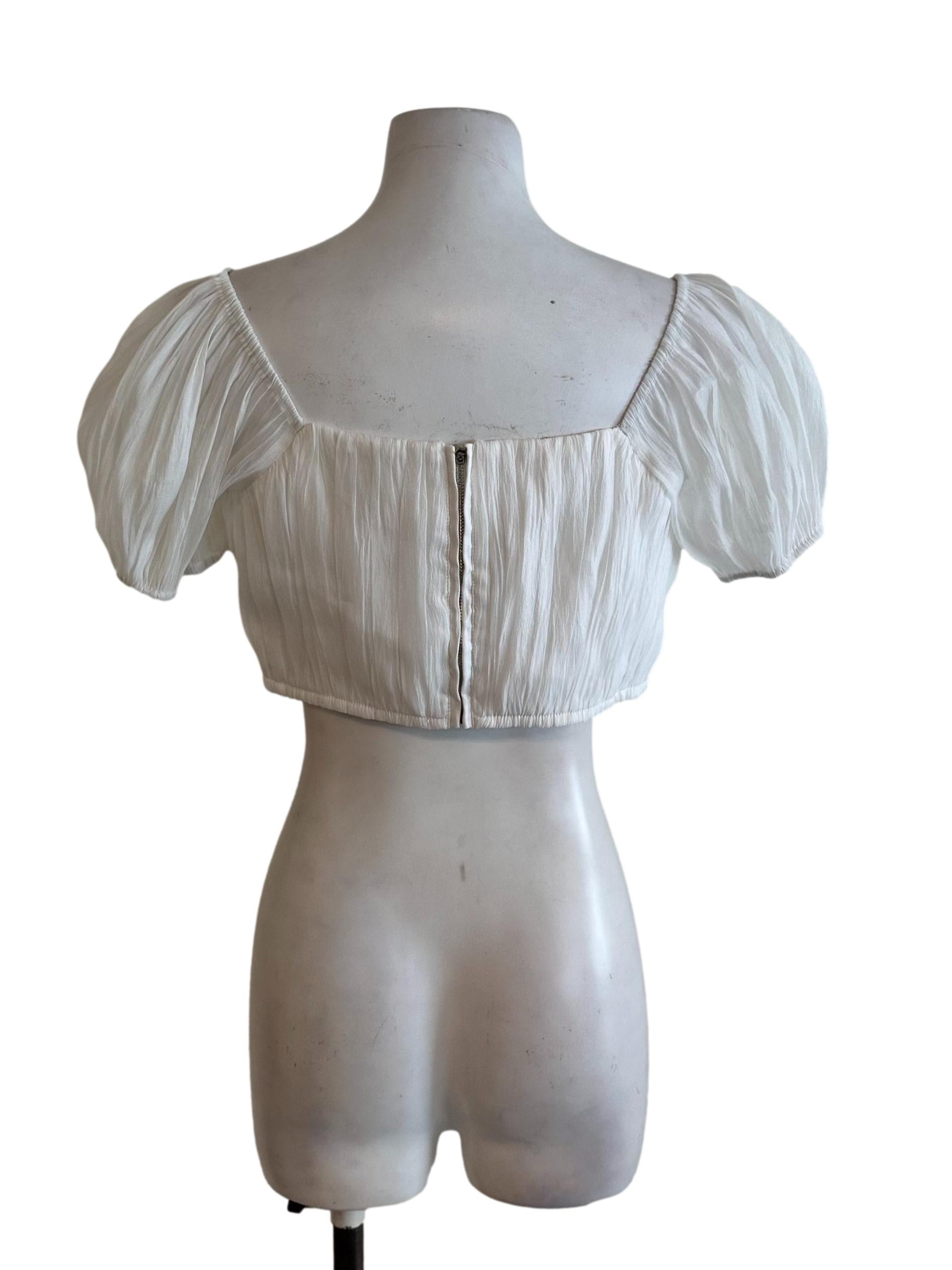 Ivory White Ruched Organza Top