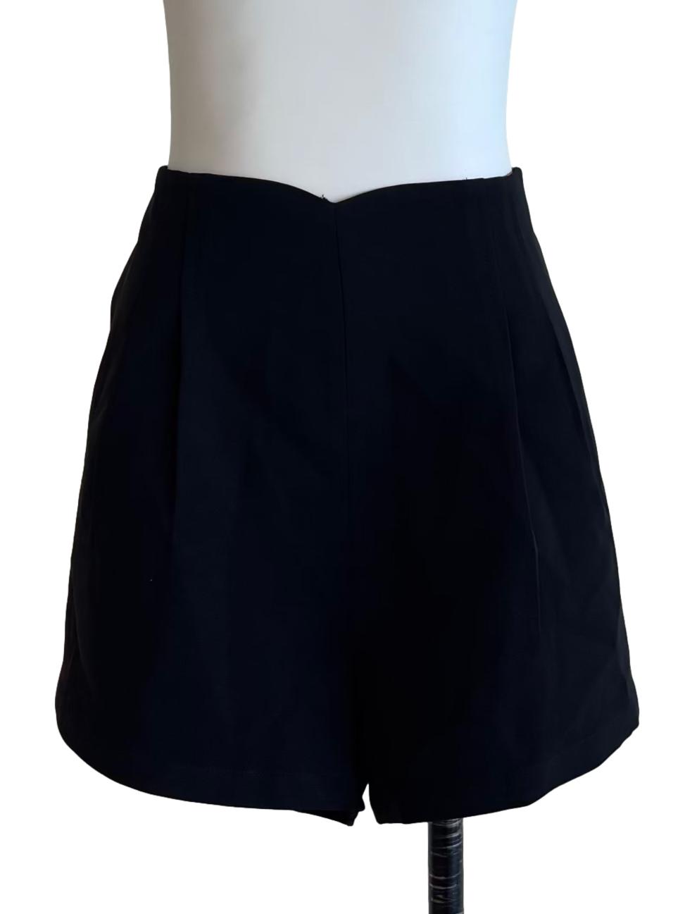 Slate Black Pleated Shorts