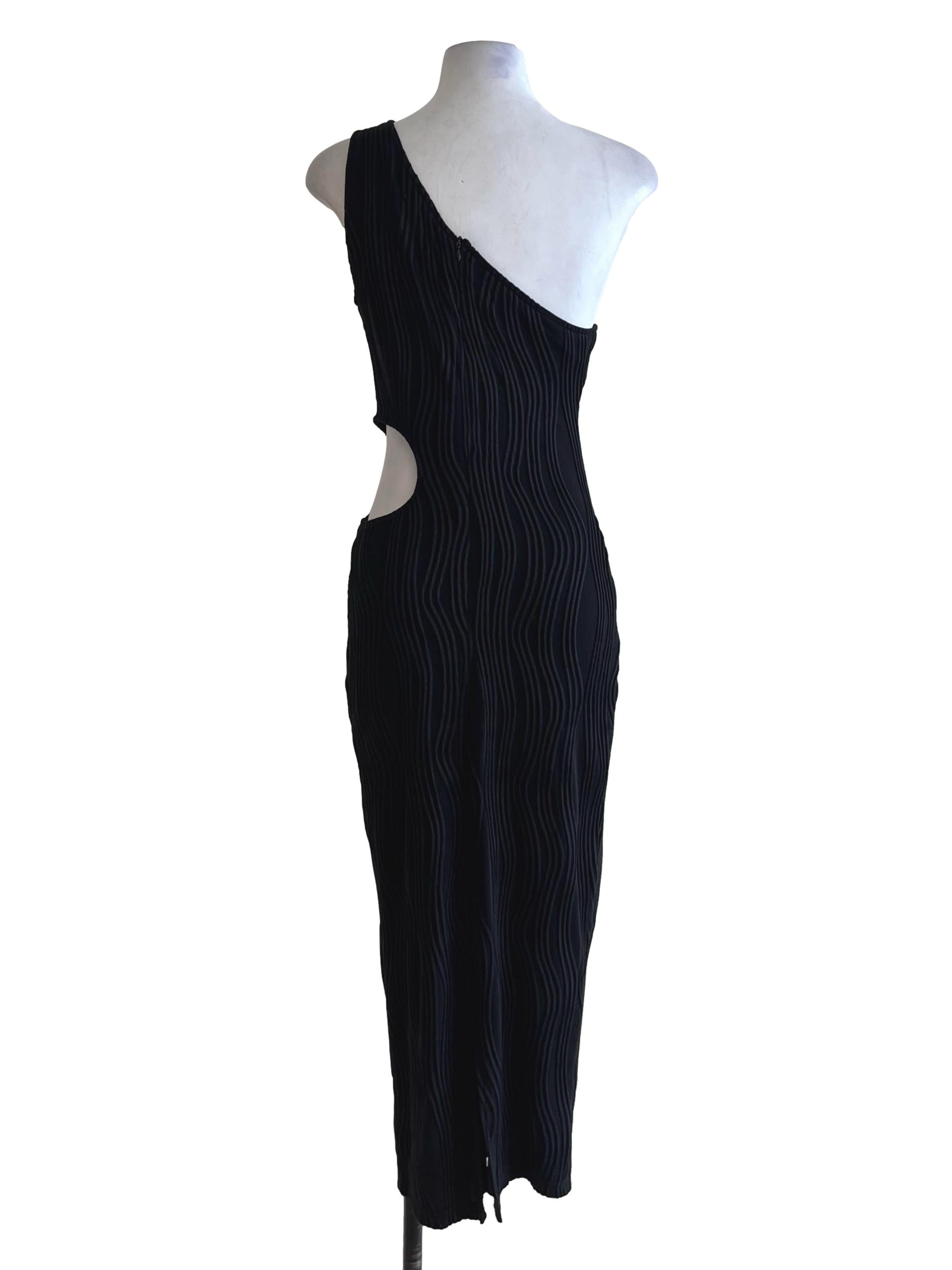 Black Asymmetrical Neckline Sheath Dress