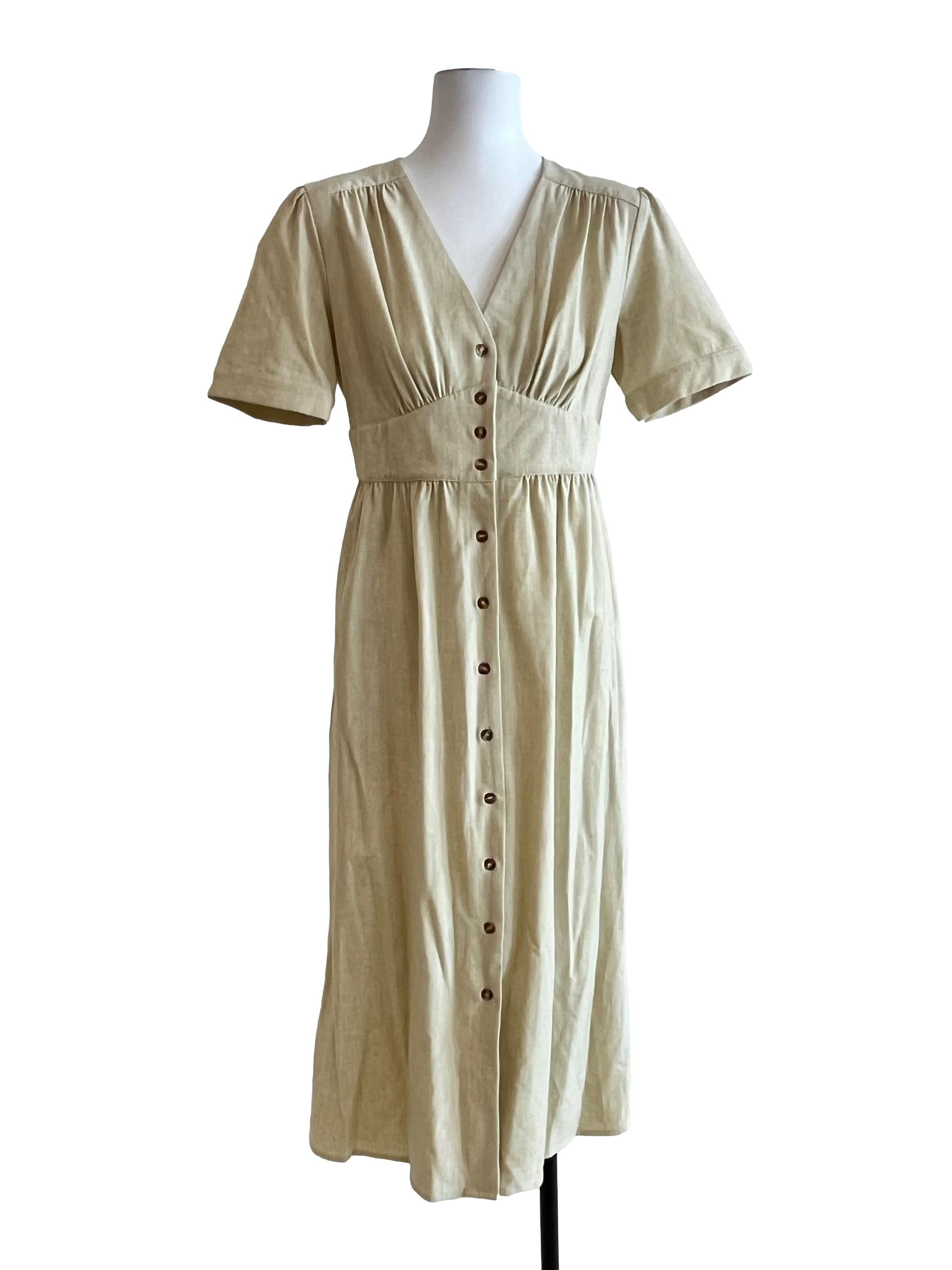 Daffodil Yellow V-Neck Dress