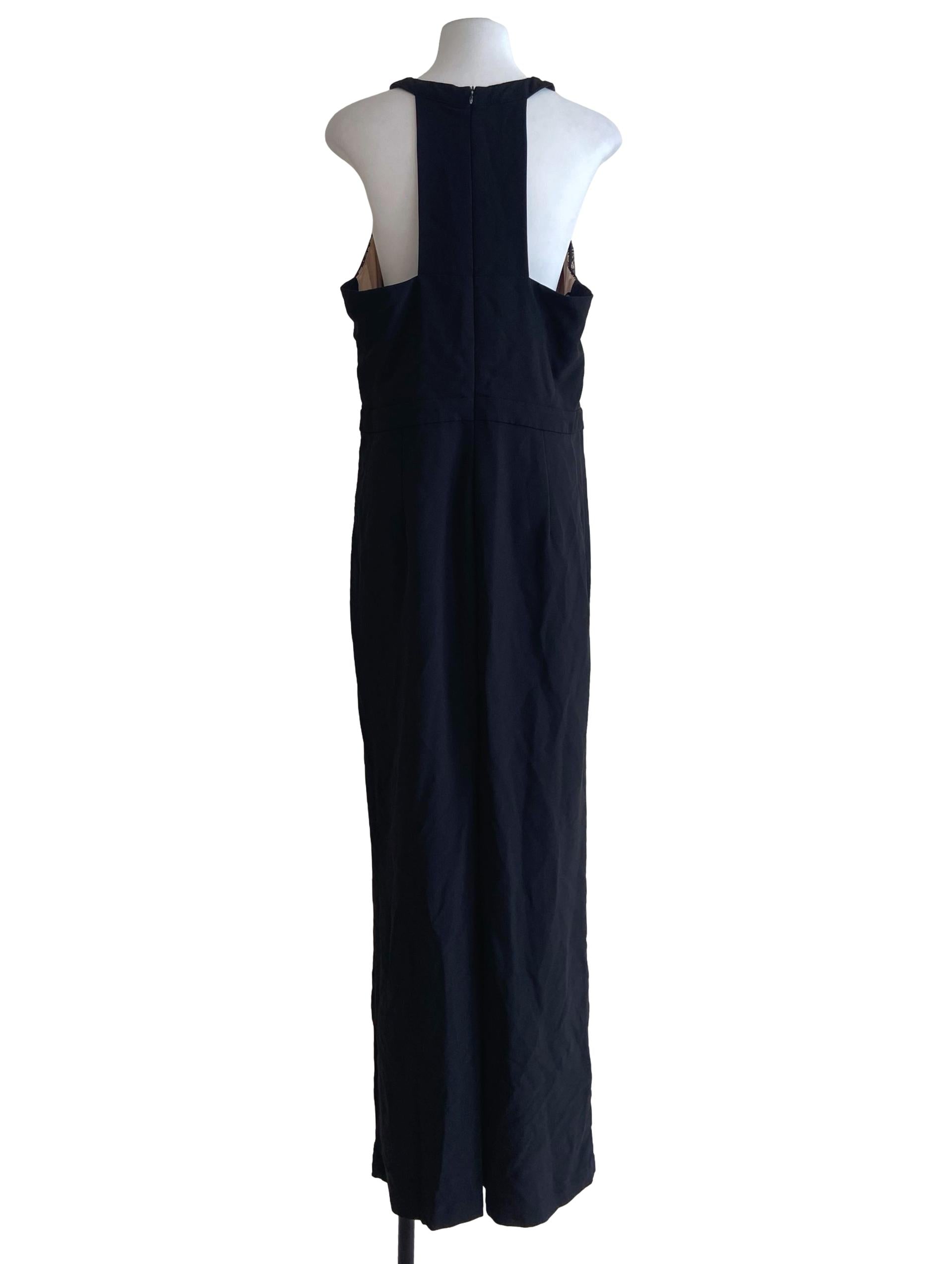 Black Sleeveless Floral Lace Jumpsuit