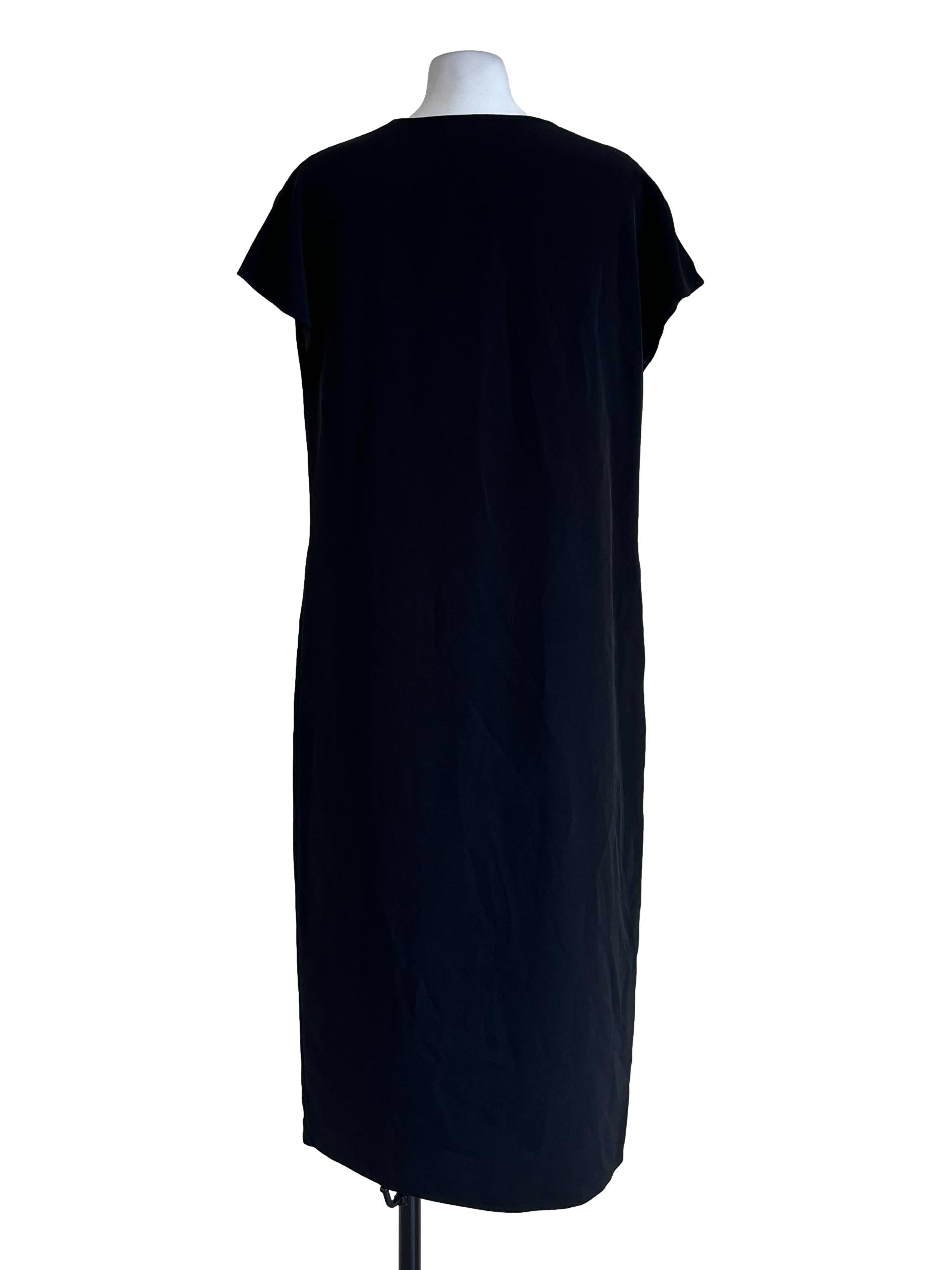 Black Plain V Neck Dress