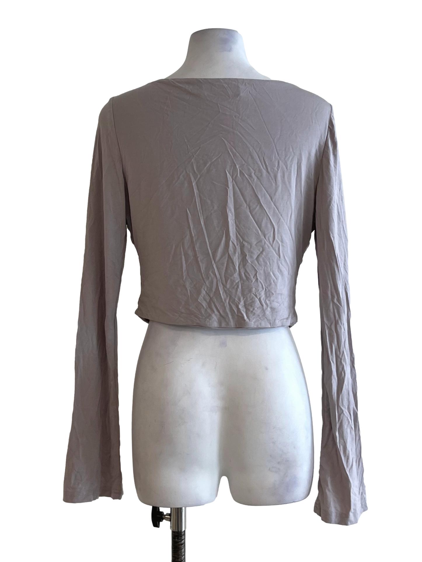 Heather Purple Jewel Neckline Blouse