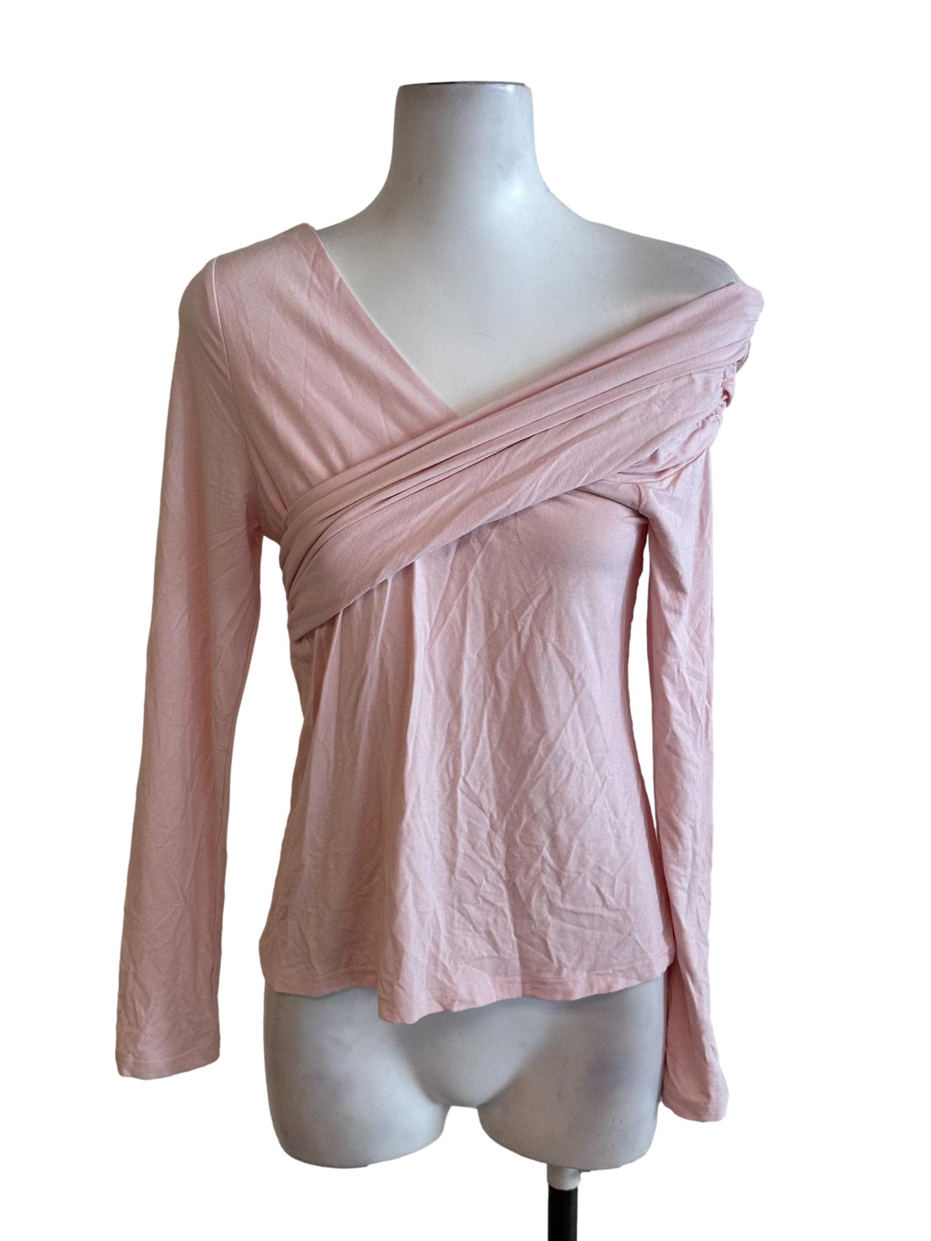 Light Pink Asymmetric Off Shoulder Top