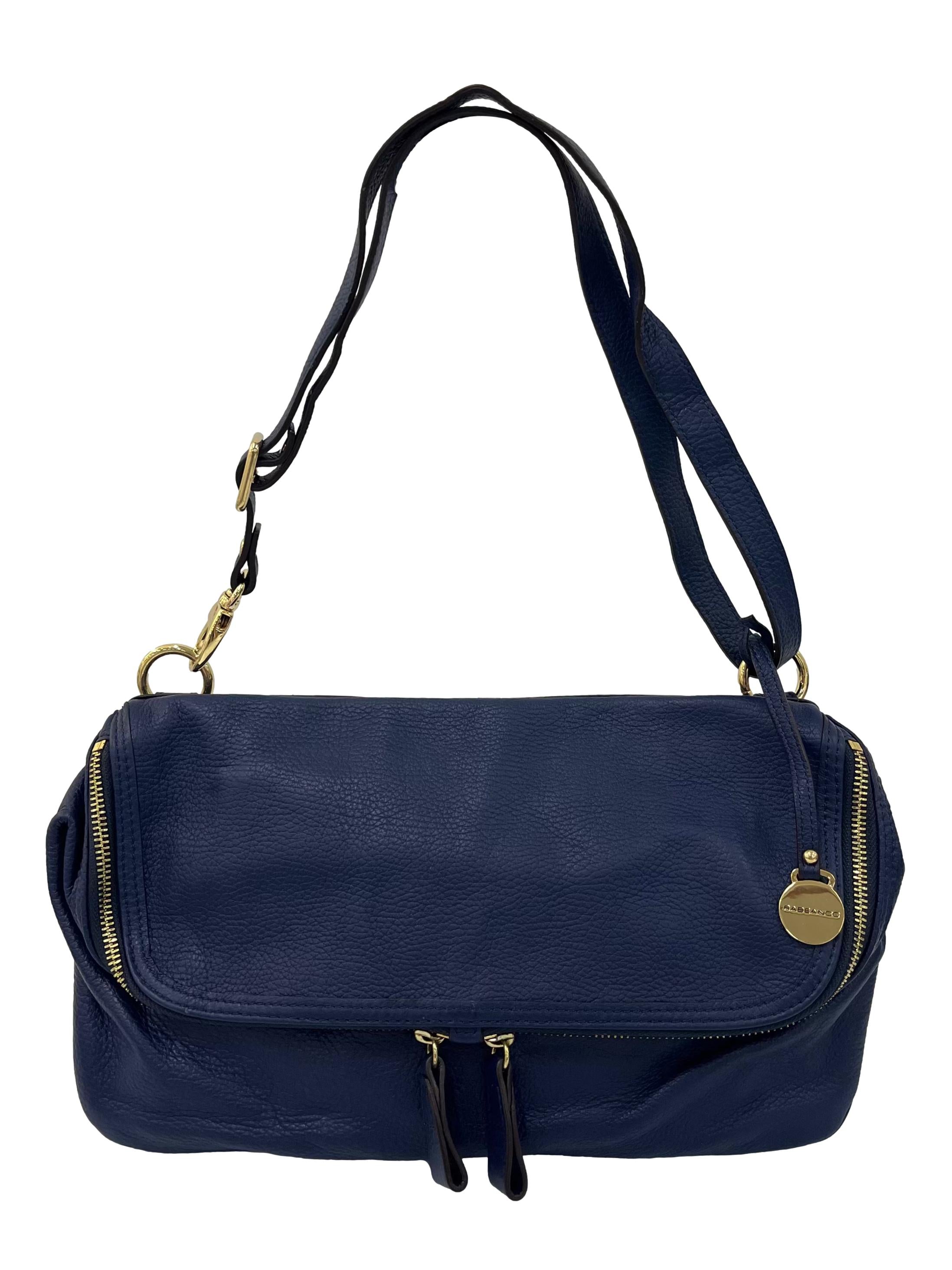 Navy Shoulder Leather Crossbody Bag