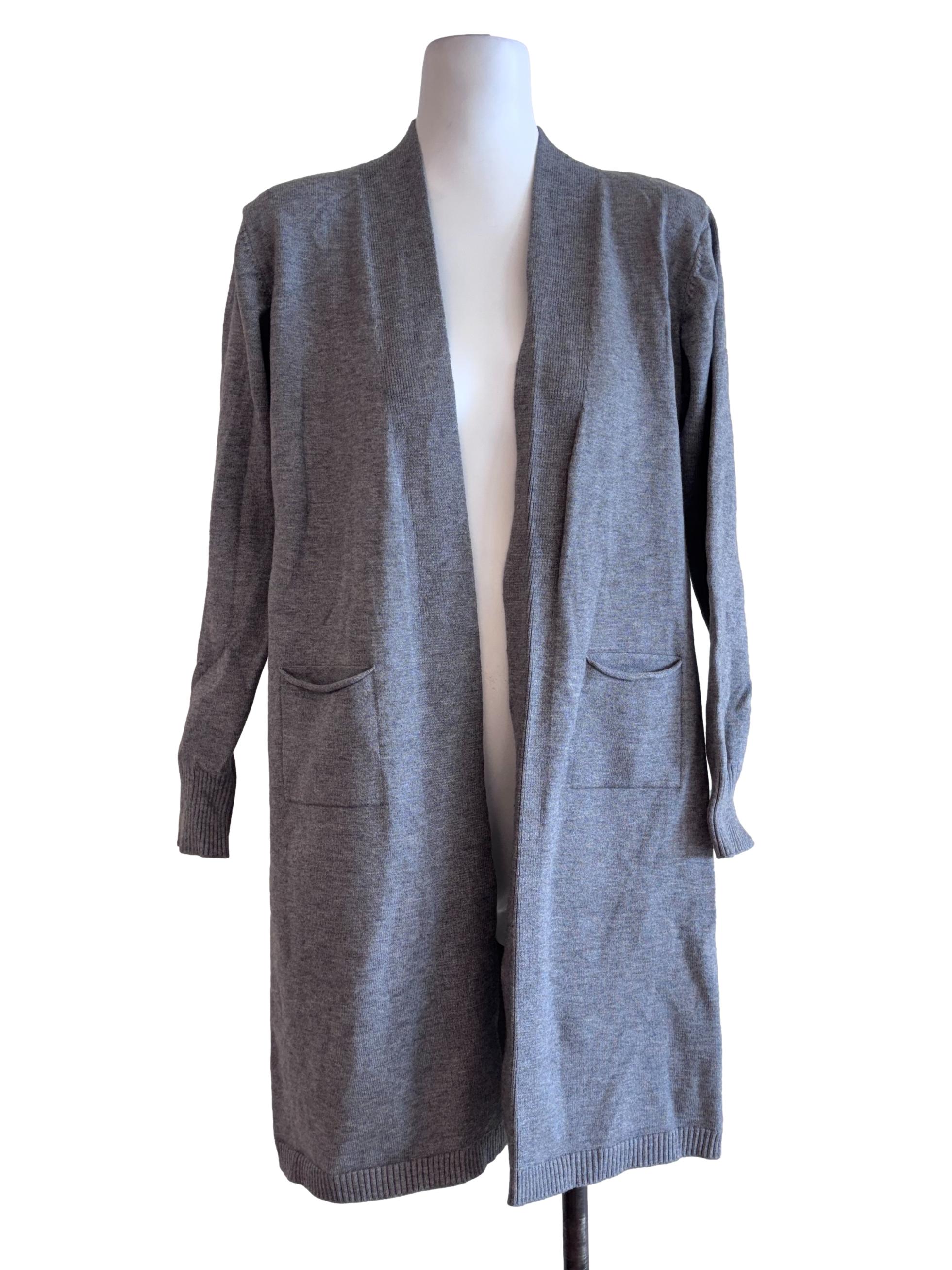 Grey Long Sleeve Knit Cardigan