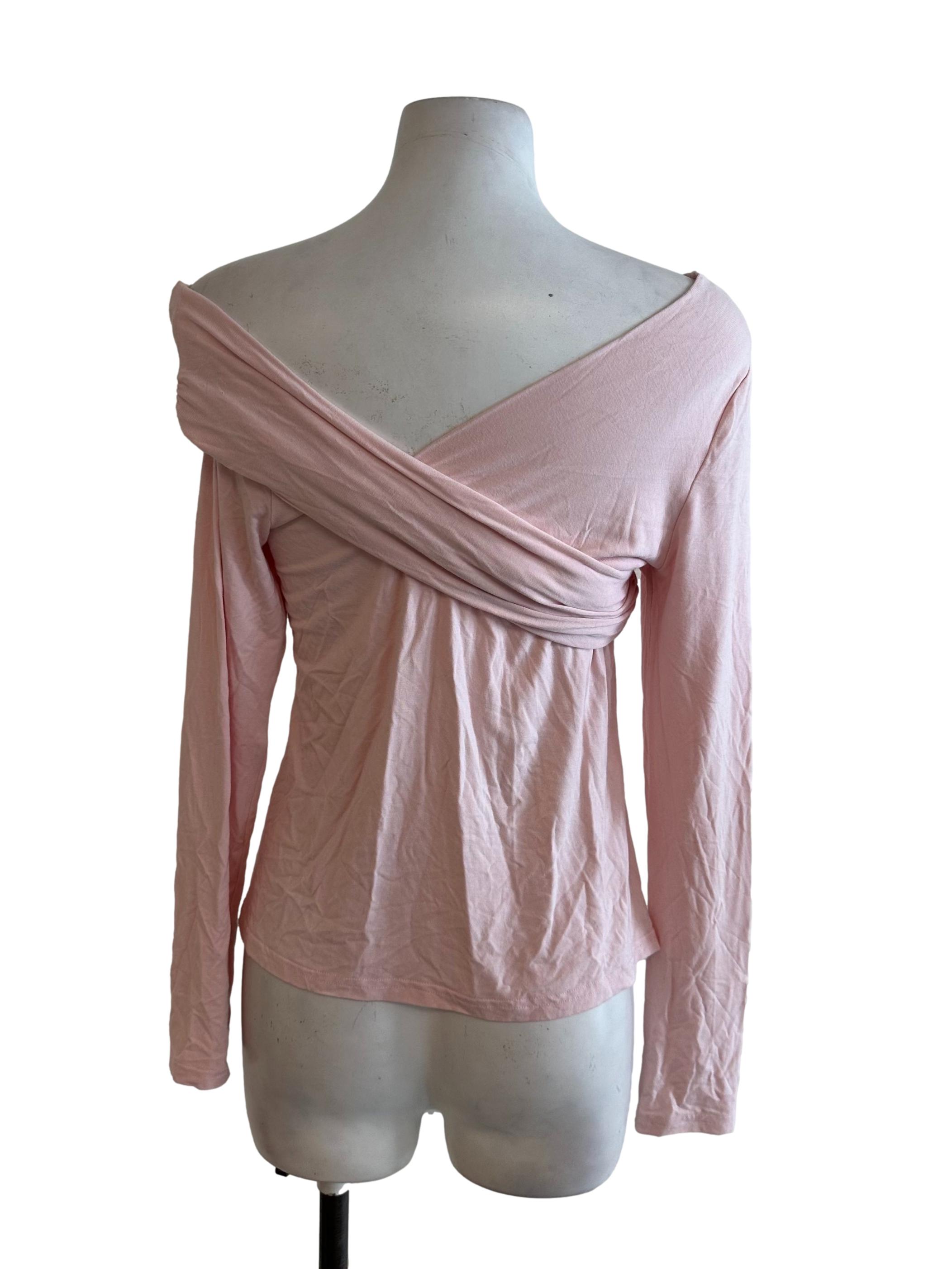 Light Pink Asymmetric Off Shoulder Top
