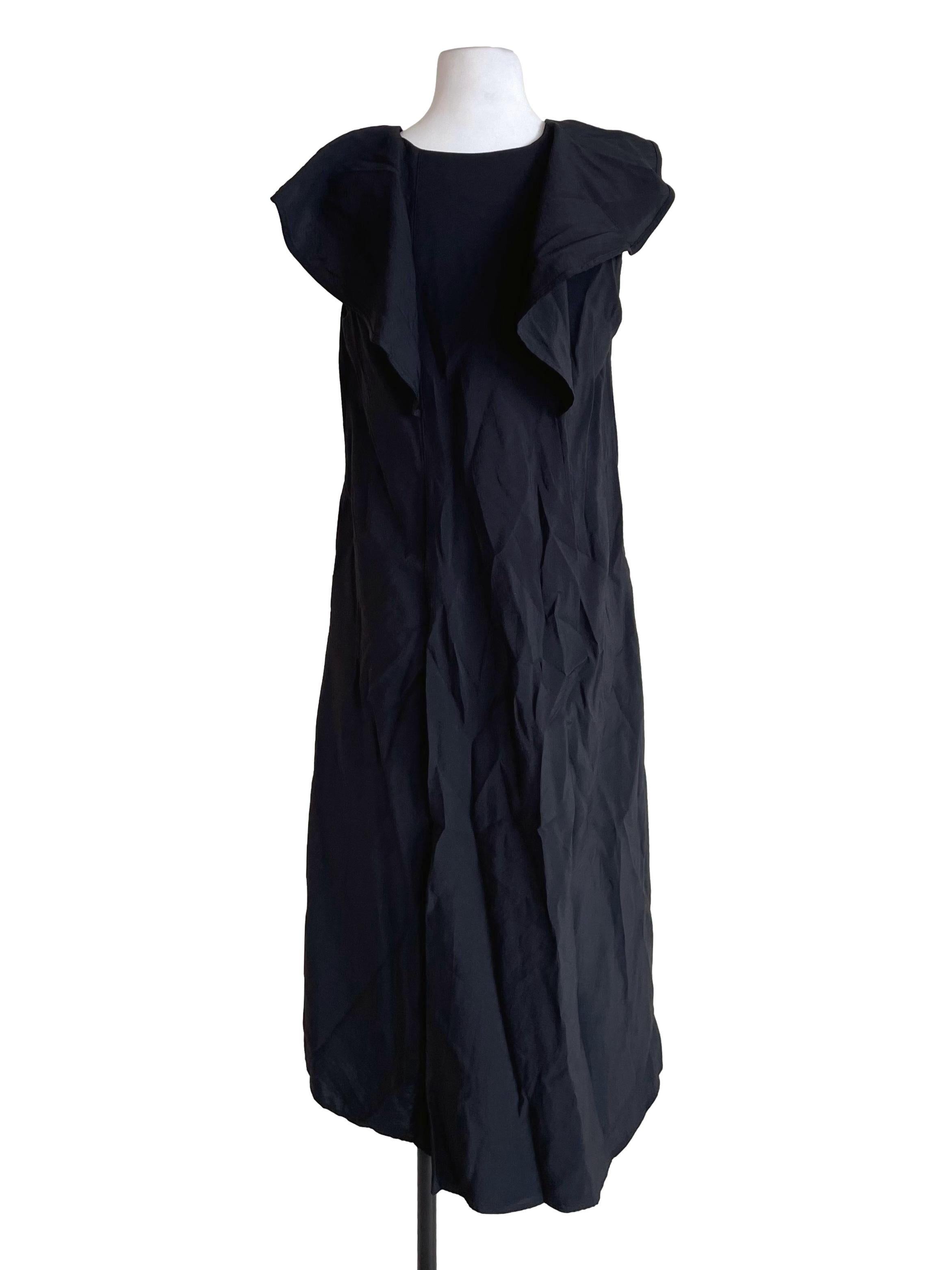Coal Black Ruffled Sleeveless Dress