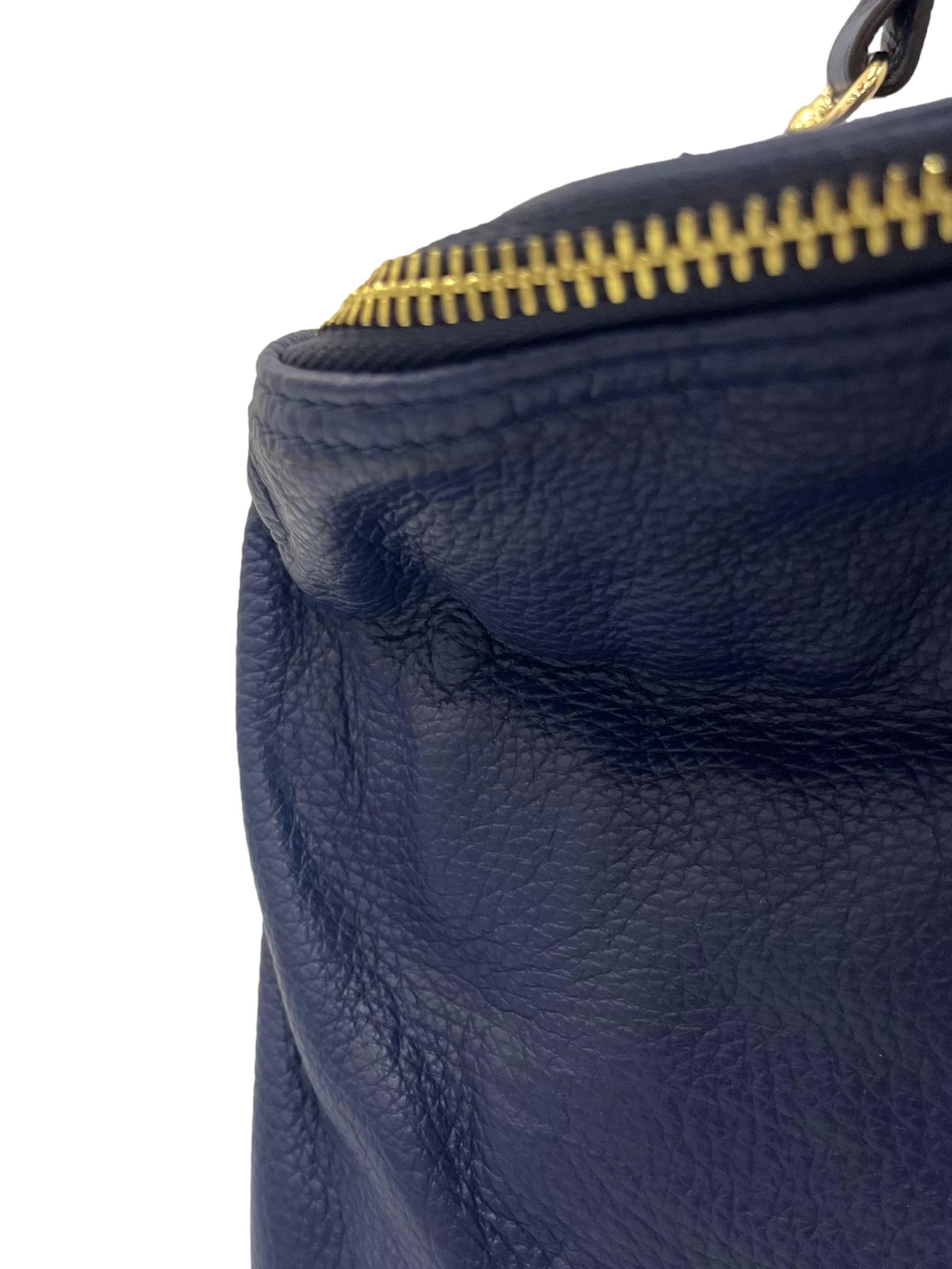 Navy Shoulder Leather Crossbody Bag