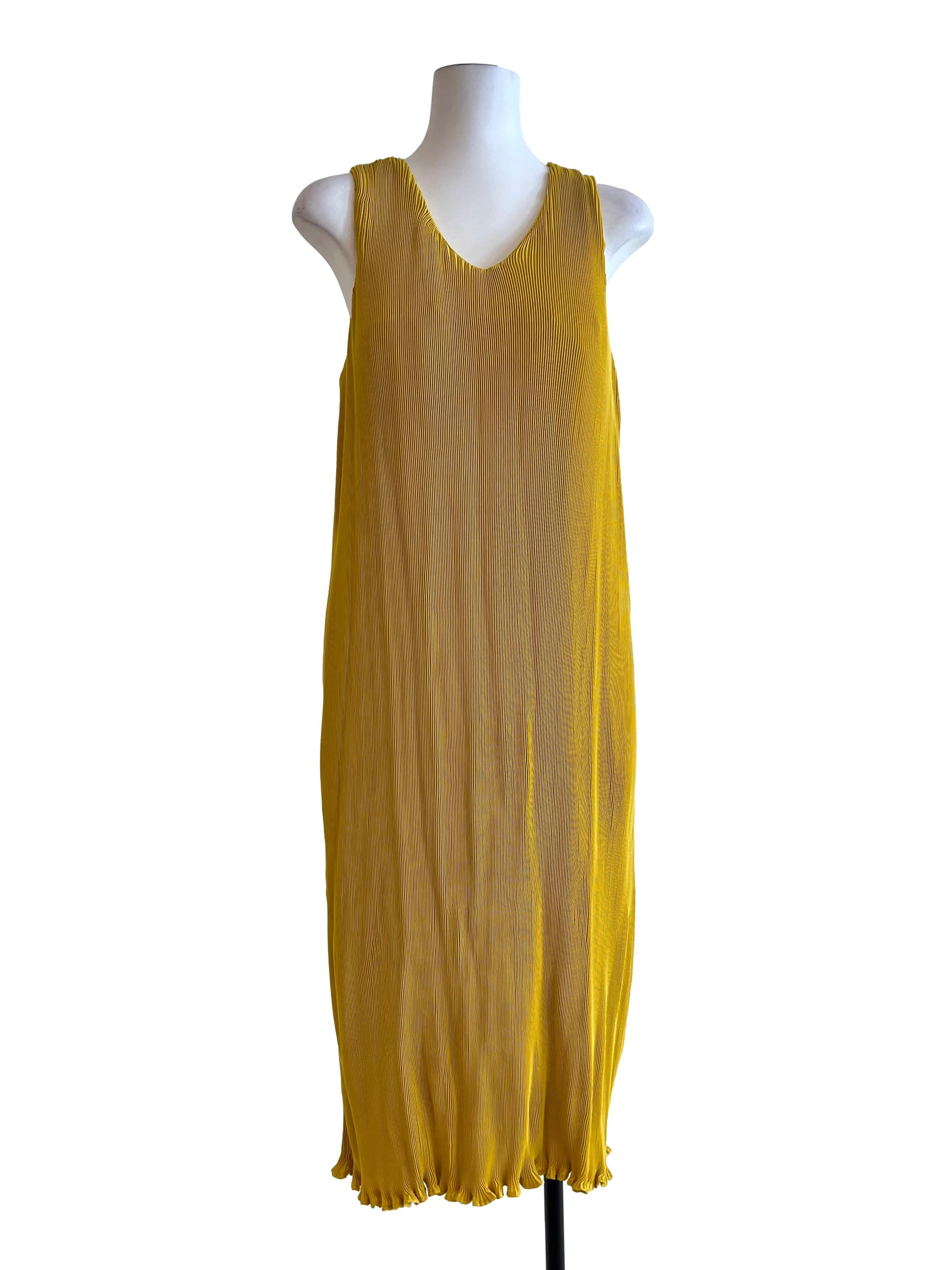 Pineapple Yellow V-Neck Sleeveless Dress