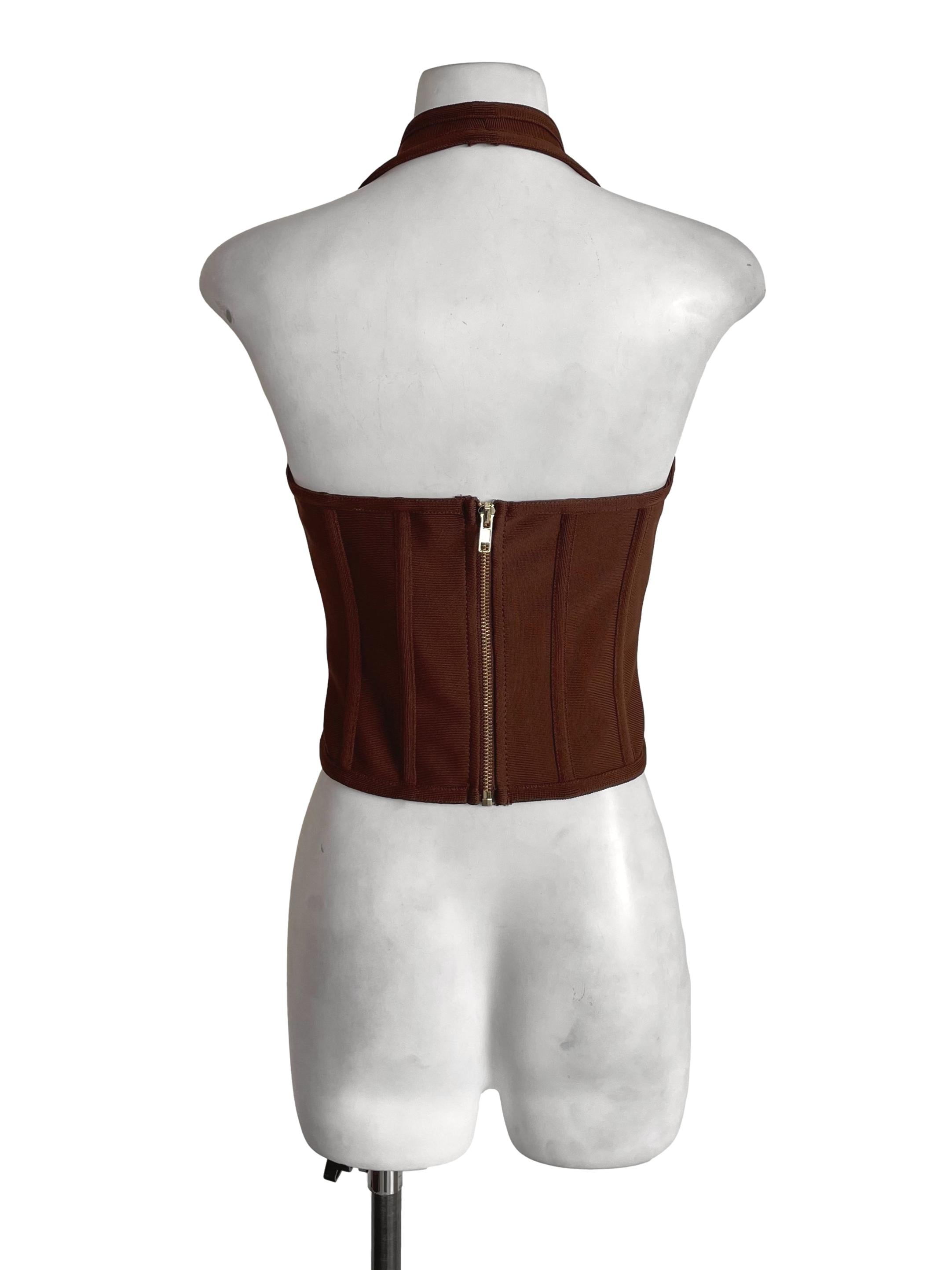 Pecan Brown Halter Neck Corset Top